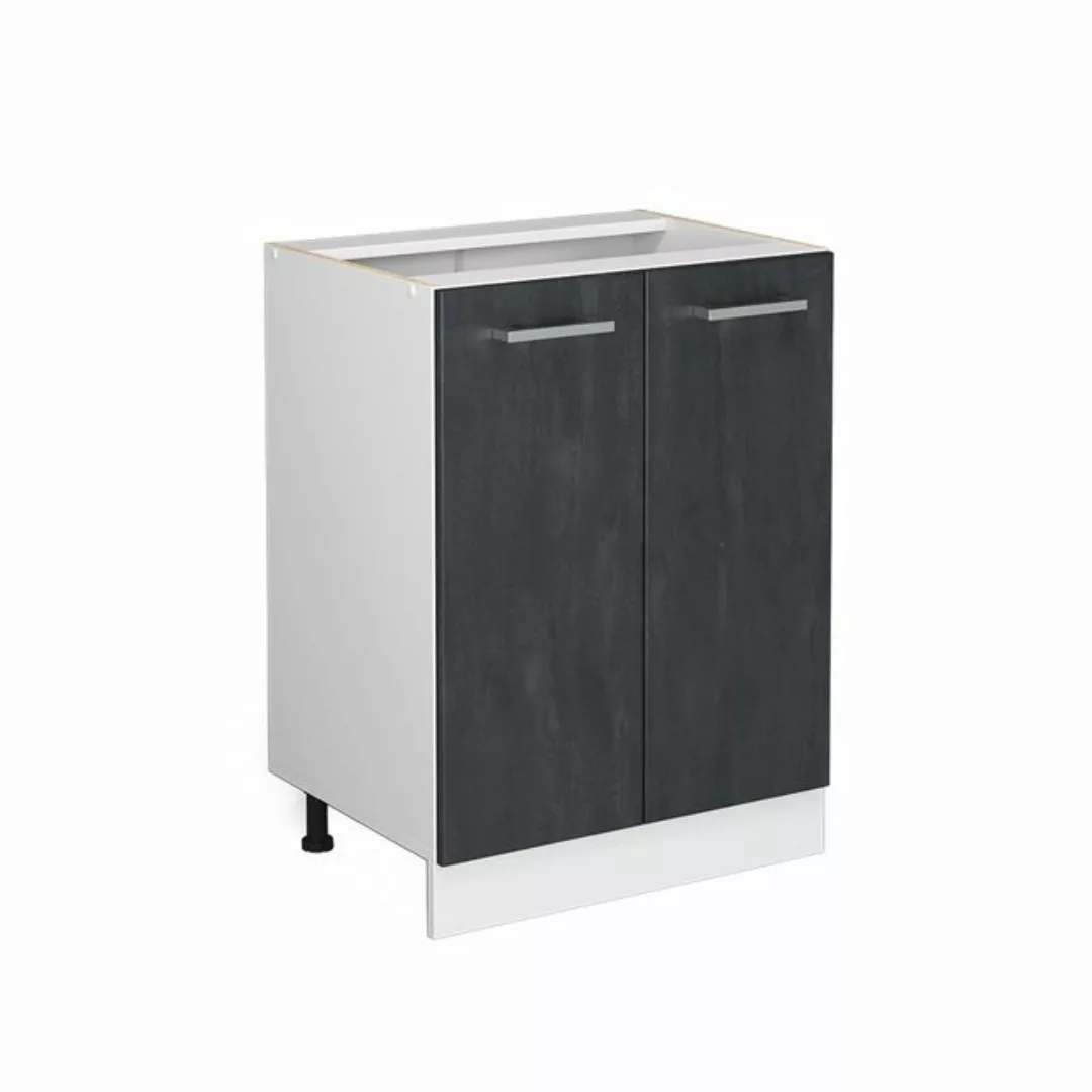 Vicco Unterschrank Küchenschrank R-Line 60 cm Weiß Schwarz Beton günstig online kaufen