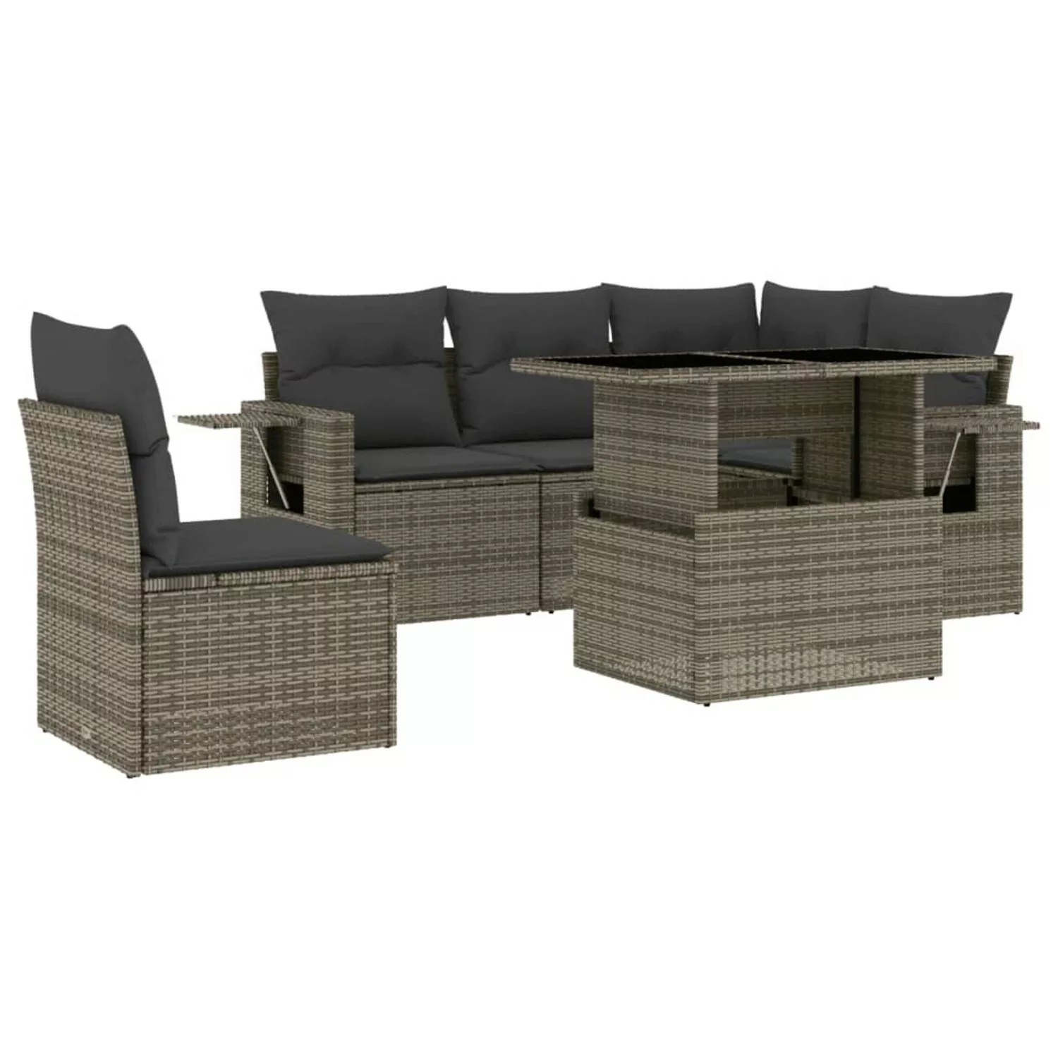 vidaXL 6-tlg Garten-Sofagarnitur mit Kissen Grau Poly Rattan Modell 174 günstig online kaufen