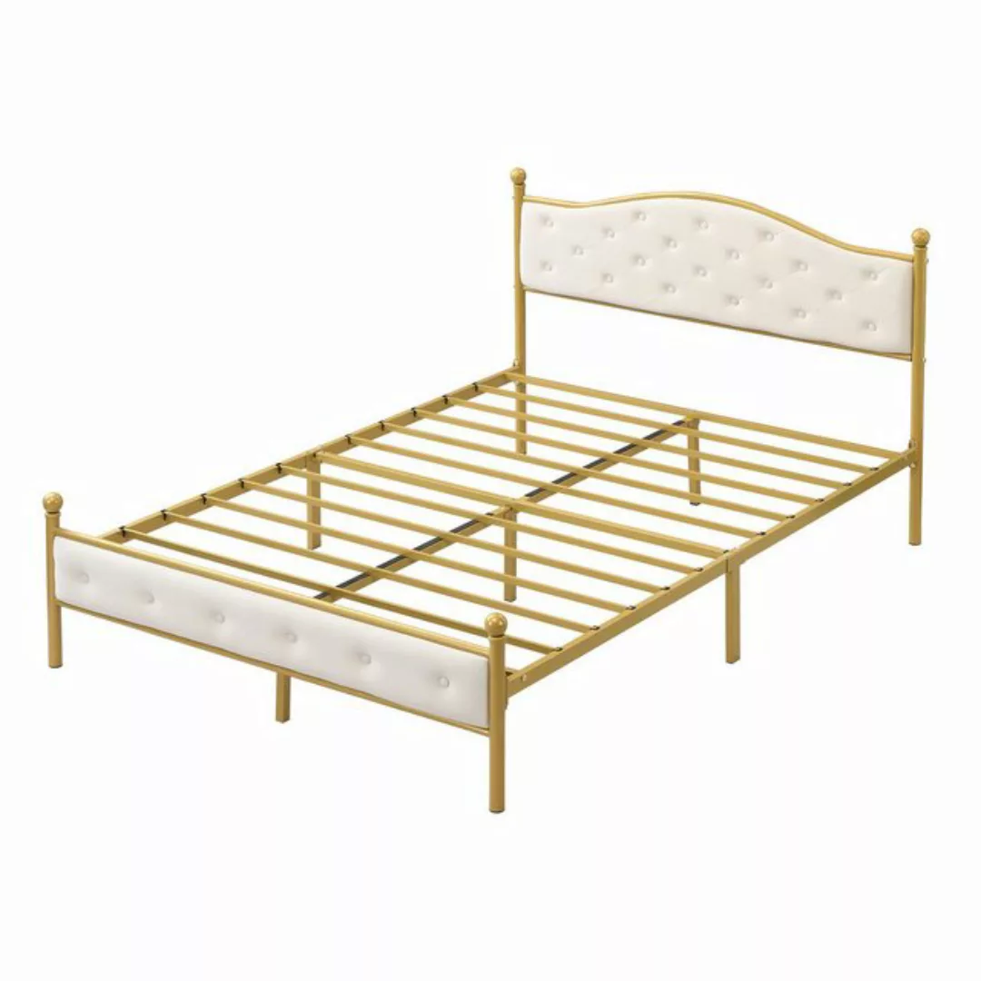 Gotagee Jugendbett Modern Metallbett 140x200cm Doppelbett Gästebett Golden günstig online kaufen