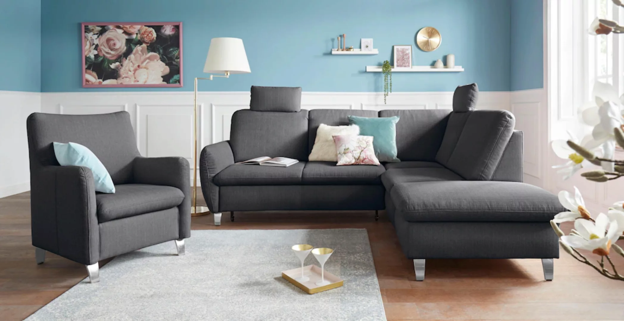 sit&more Ecksofa Daytona L-Form, mit Federkern, zwei Kopfstützen und wahlwe günstig online kaufen