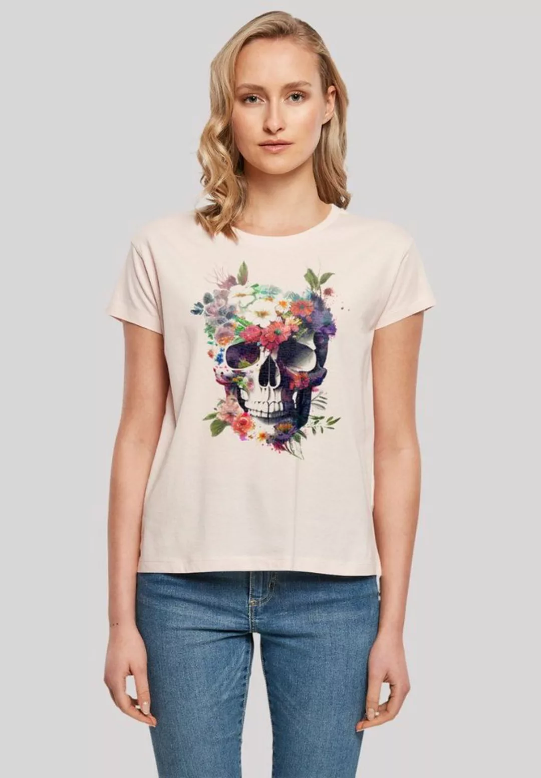 F4NT4STIC T-Shirt "Totenkopf Blumen", Print günstig online kaufen