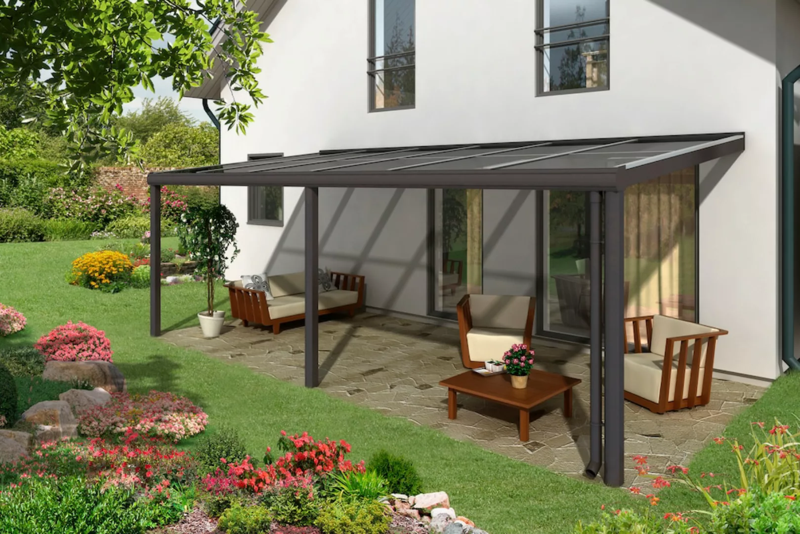 Skan Holz Terrassenüberdachung Monza 648 x 307 cm Aluminium Anthrazit günstig online kaufen