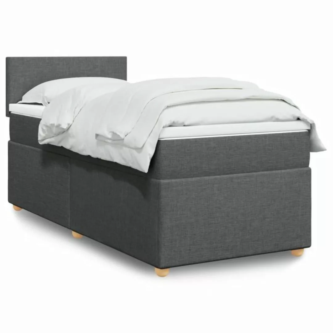 vidaXL Boxspringbett, Boxspringbett mit Matratze Dunkelgrau 80x200 cm Stoff günstig online kaufen