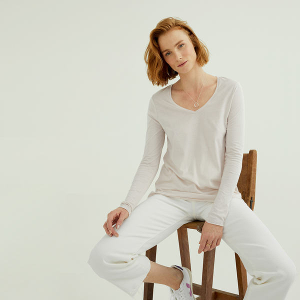 Esterella Damen V-neck Langarm T-shirt Aus Single Jersey Bio Baumwolle günstig online kaufen