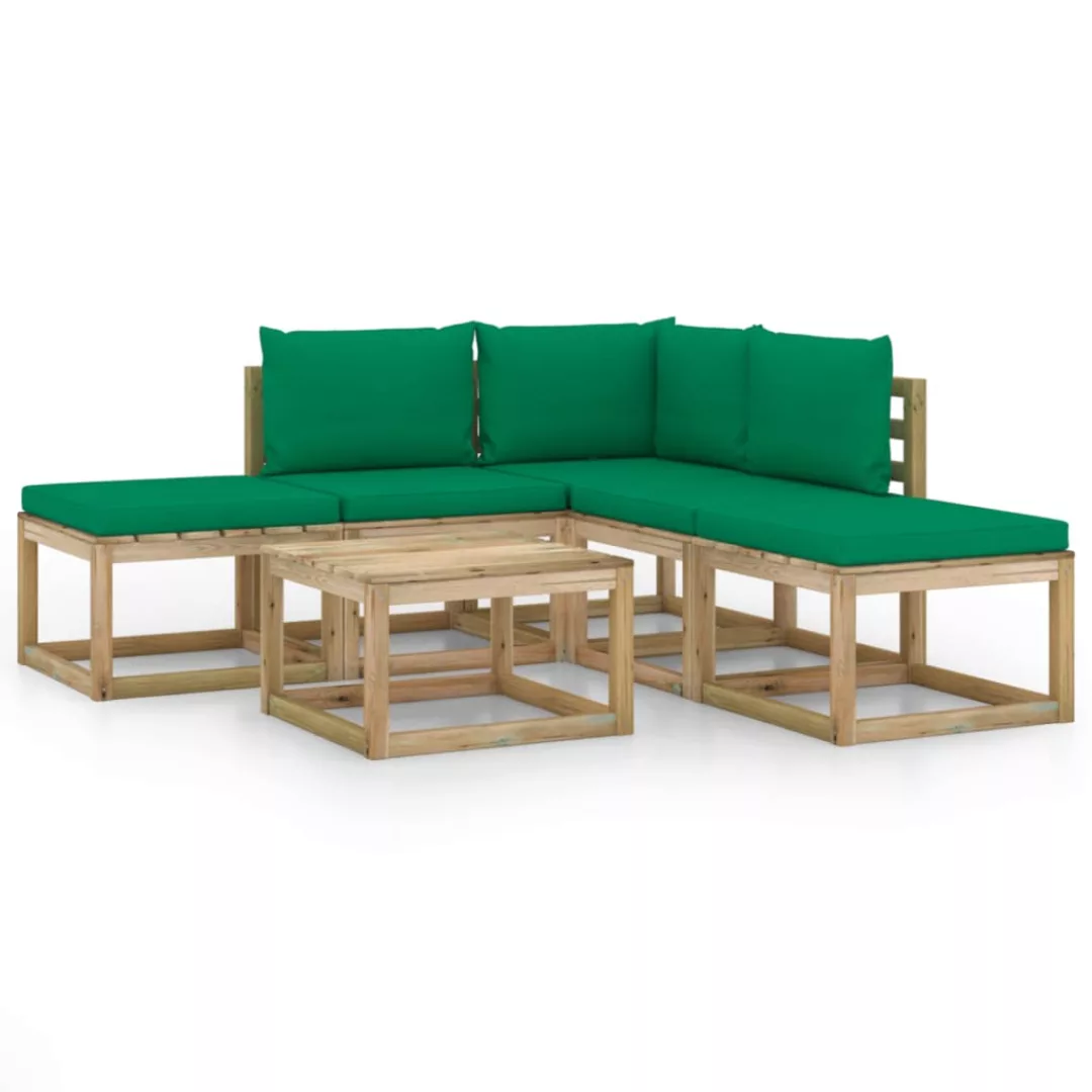 6-tlg. Garten-lounge-set Mit Grünen Kissen günstig online kaufen