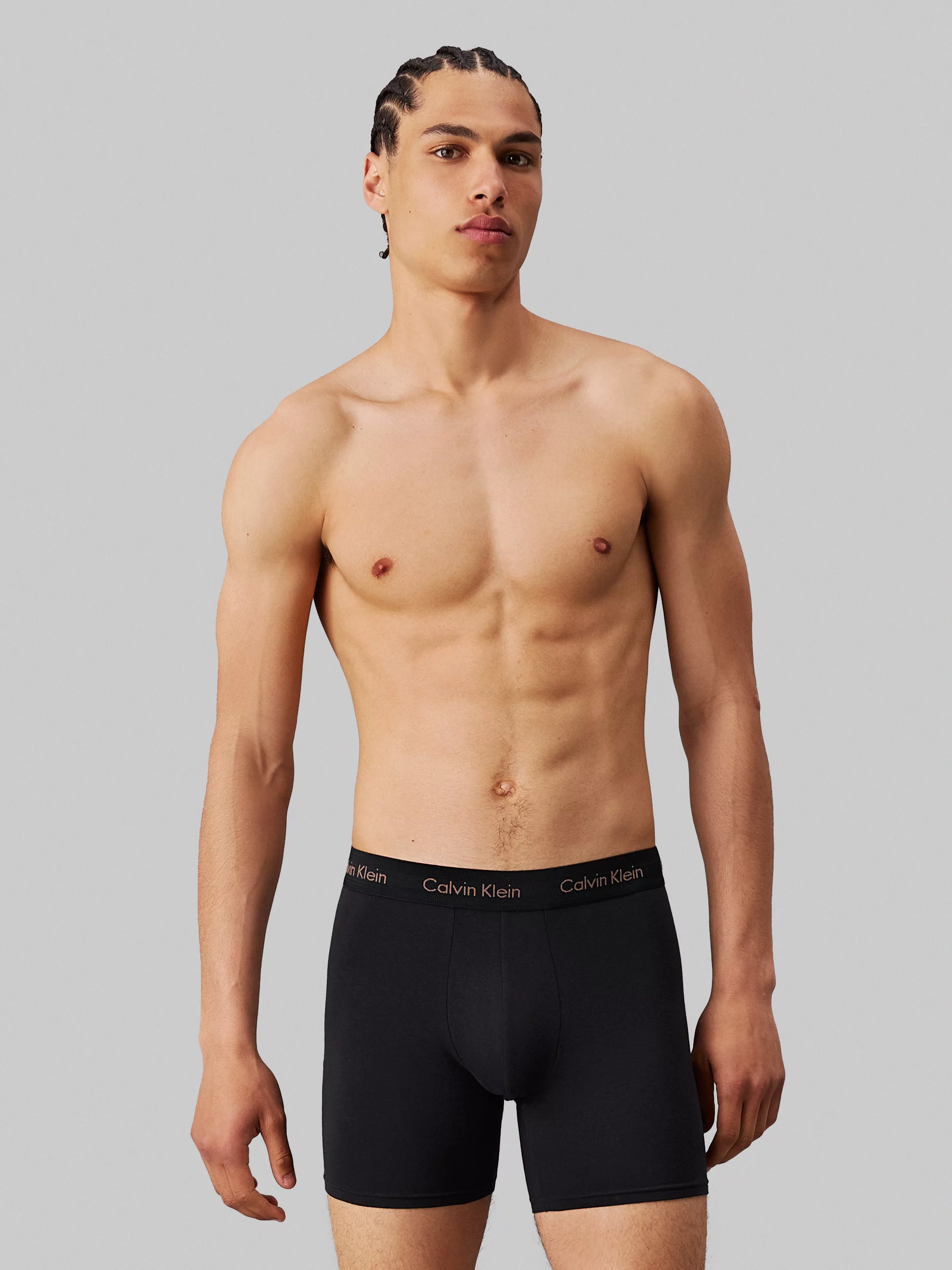 Calvin Klein 3-er Set Boxer Briefs Schwarz mit verschiedenfarbigem Webbund günstig online kaufen