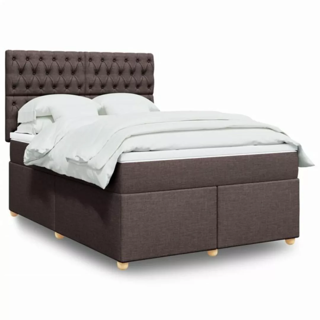 vidaXL Boxspringbett, Boxspringbett mit Matratze Dunkelbraun 140x190 cm Sto günstig online kaufen