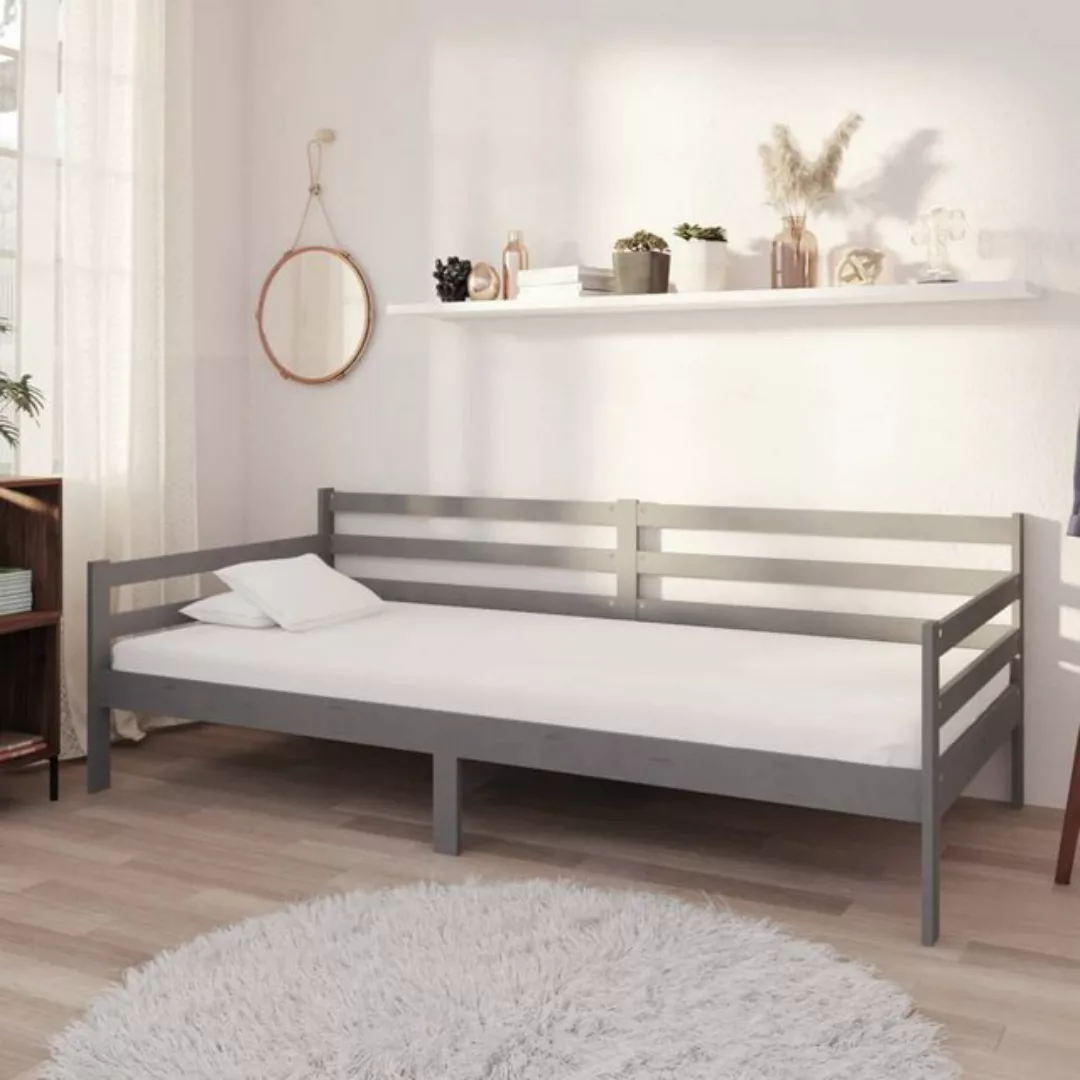 vidaXL Gästebett Tagesbett Gästebett mit Matratze 90x200 cm Grau Massivholz günstig online kaufen