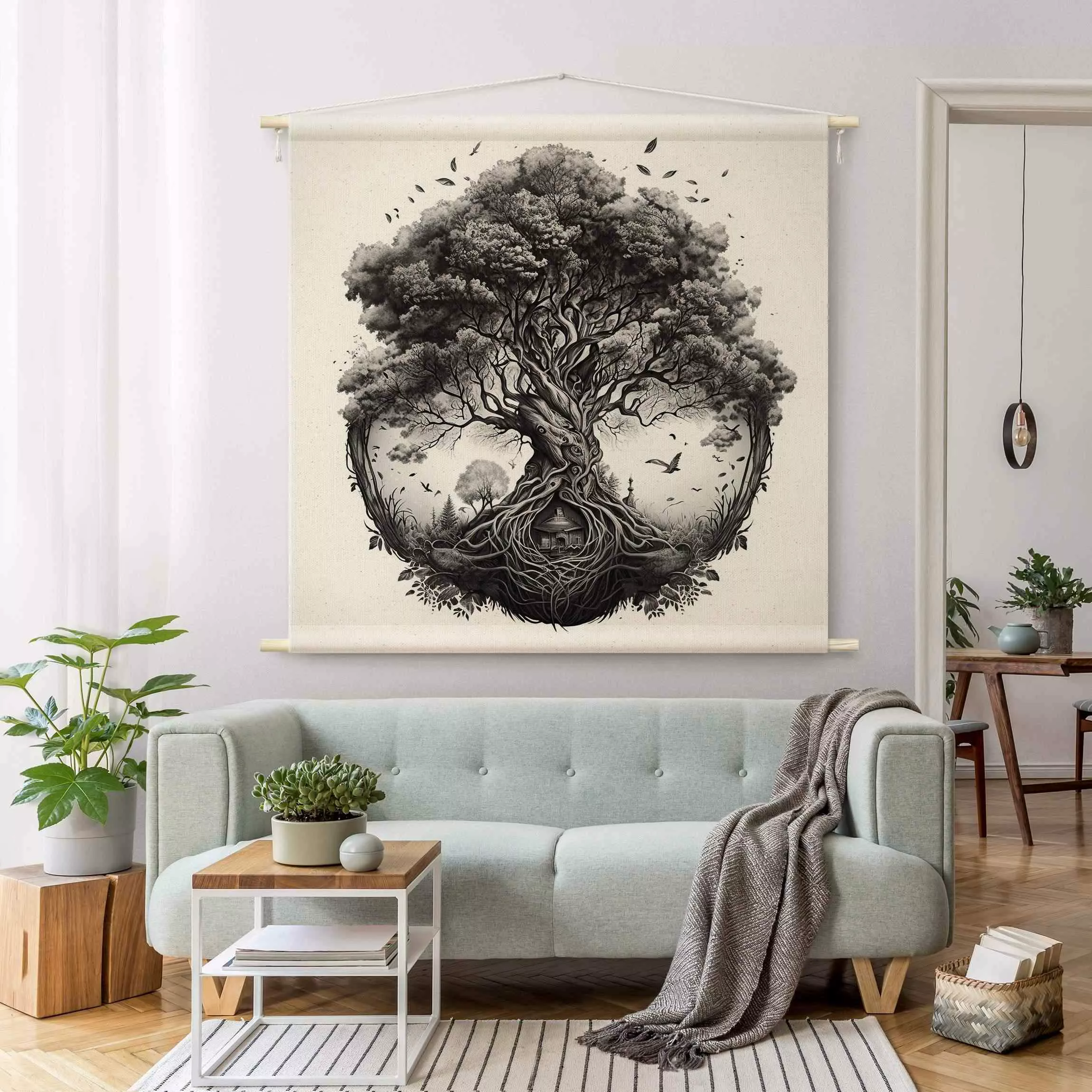 Wandteppich Baum des Lebens Illustration günstig online kaufen