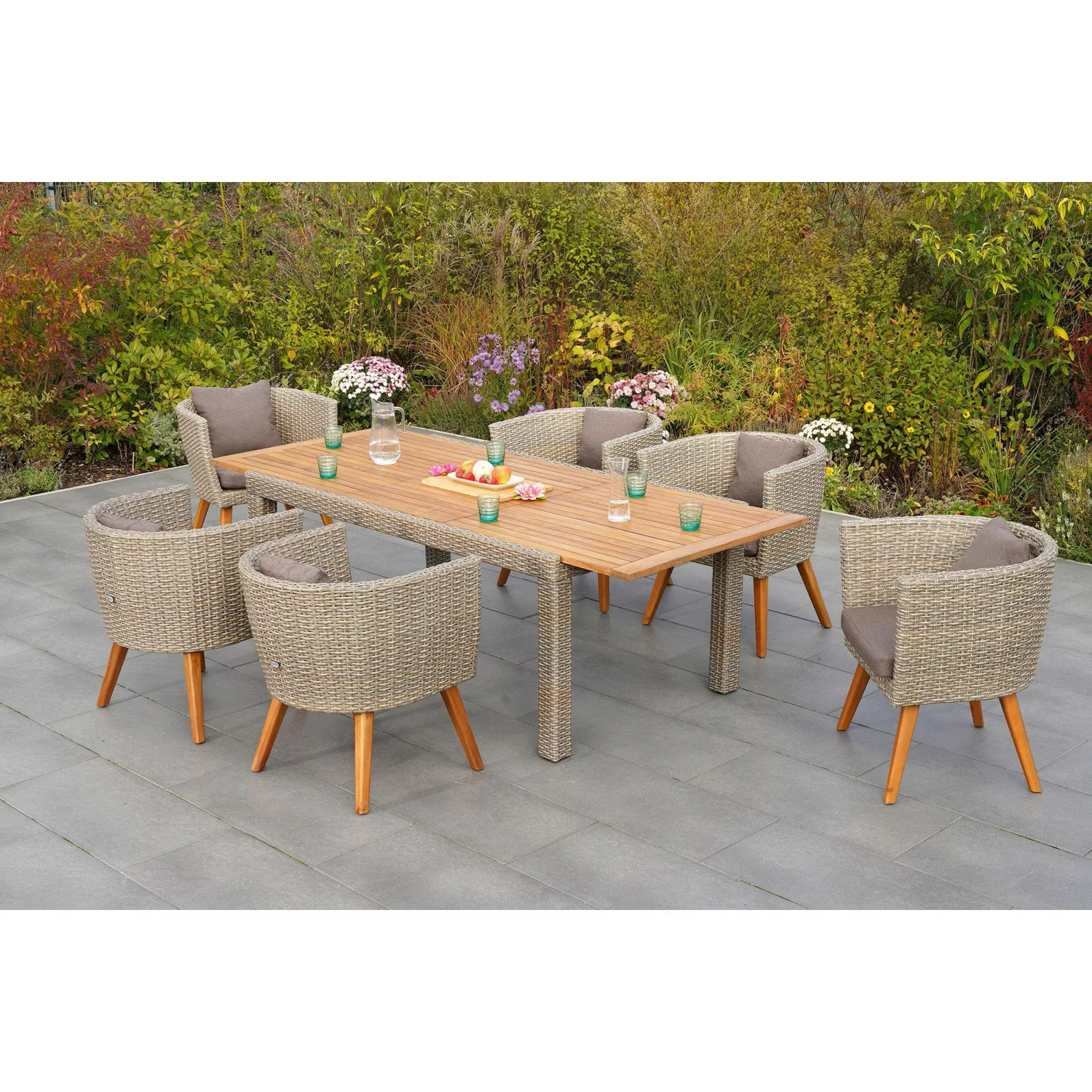 Merxx Gartenmöbelset Imperia 7tlg. Sessel inkl. Auflagen Ausziehtisch günstig online kaufen