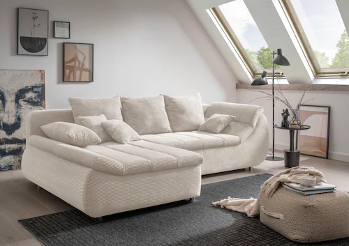 INOSIGN Ecksofa »Imola elegant und bequem, aktuelle Steppung im Sitz, L-For günstig online kaufen
