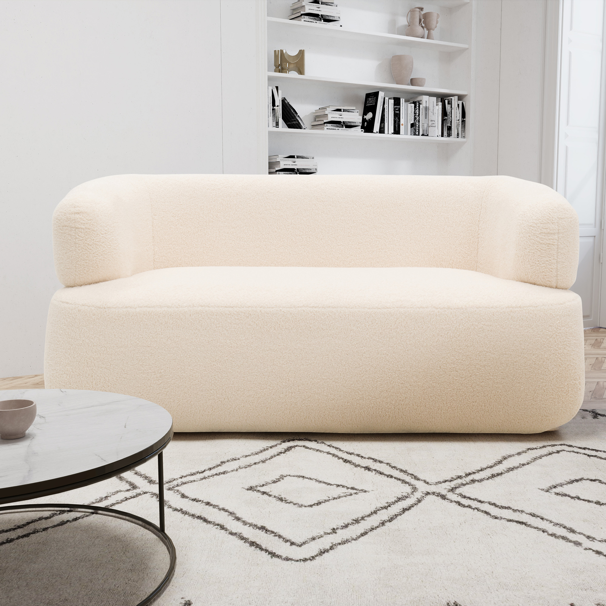 Sofa 800012, 2-Sitzer, 2er Couch, Teddy-Stoff, Polstersofa, 160 x 86 x 71 c günstig online kaufen
