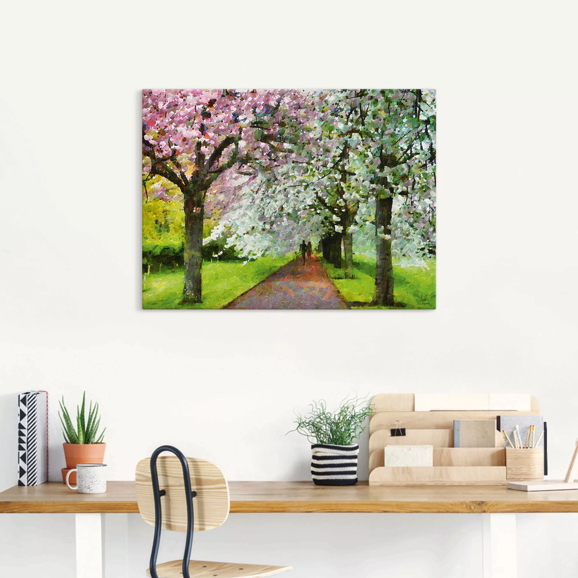 Artland Leinwandbild »Blühende Kirschen«, Baumbilder, (1 St.), auf Keilrahm günstig online kaufen