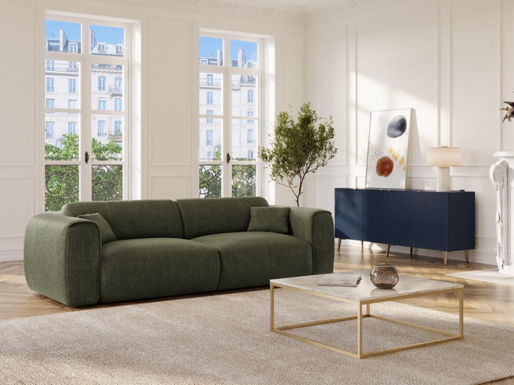 Sofa 4-Sitzer mit Matratze - Strukturstoff - Grün - POGNIA günstig online kaufen