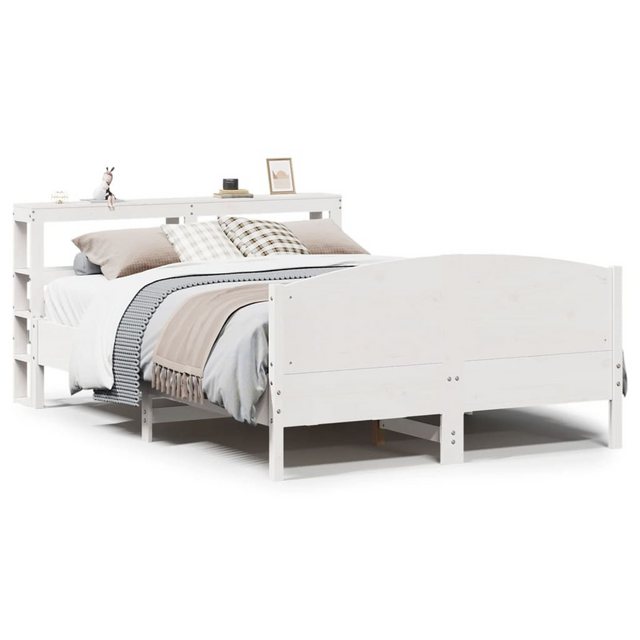 vidaXL Bett, Massivholzbett ohne Matratze Weiß 140x190 cm Kiefernholz günstig online kaufen