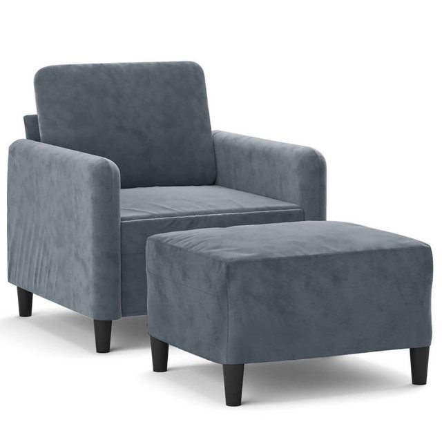 vidaXL Sofa Sessel mit Hocker Dunkelgrau 60 cm Samt günstig online kaufen