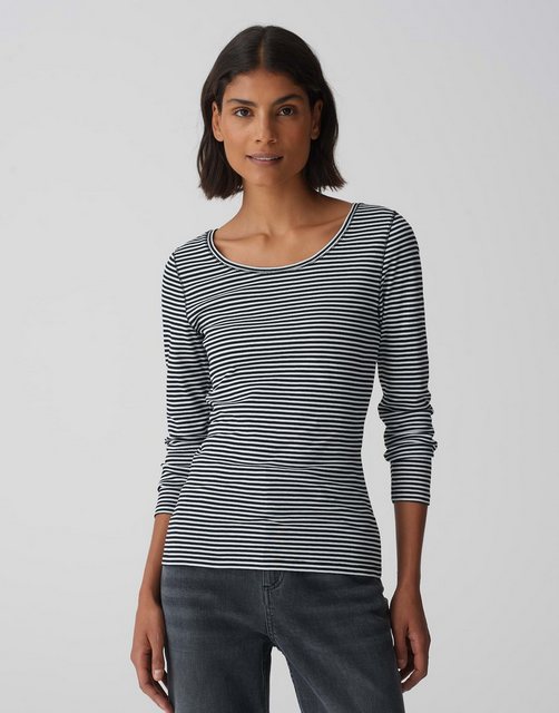 OPUS Langarmshirt Somira stripe schmale Passform Jersey Das Model ist 176 c günstig online kaufen