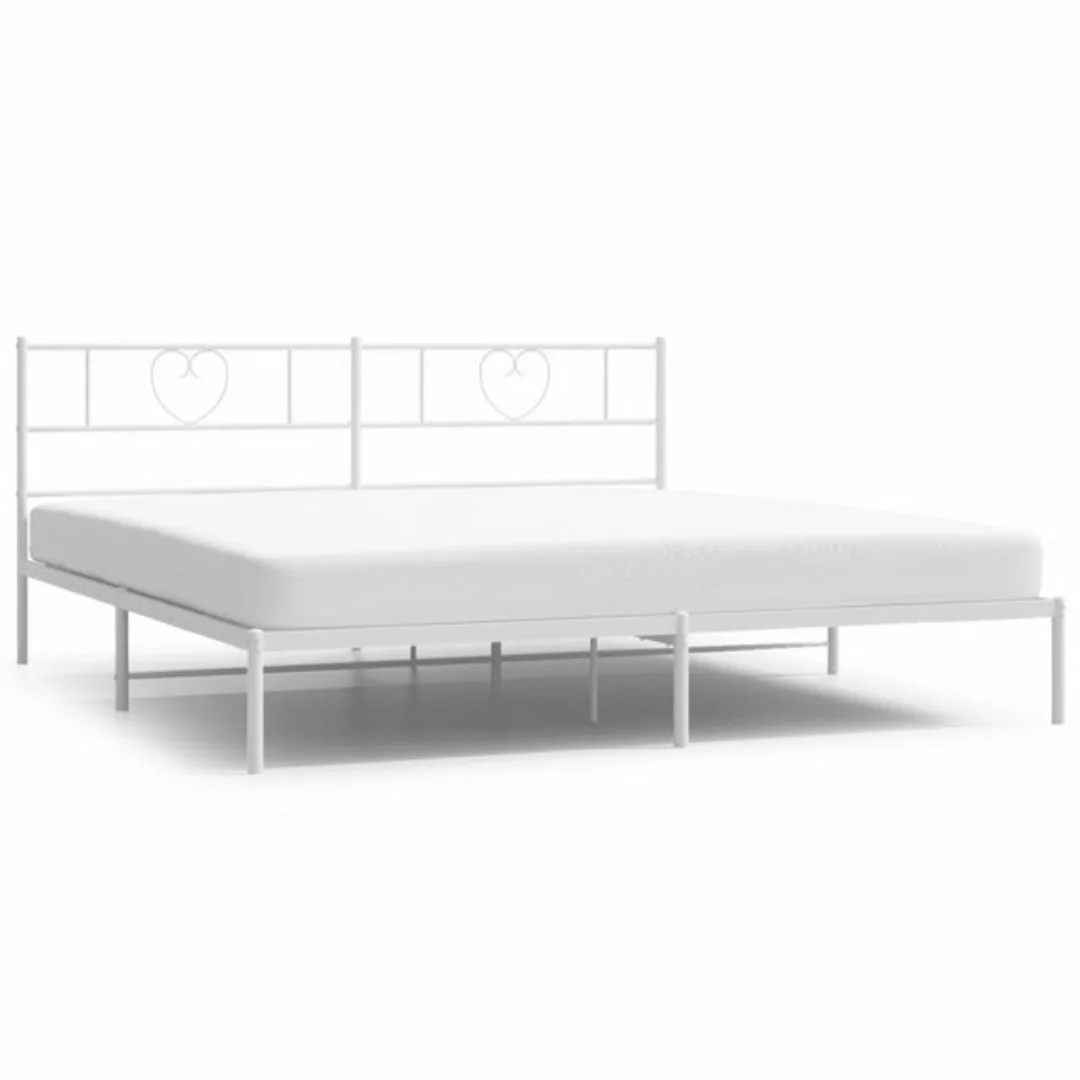 vidaXL Bett Bettgestell mit Kopfteil Metall Weiß 180x200 cm günstig online kaufen