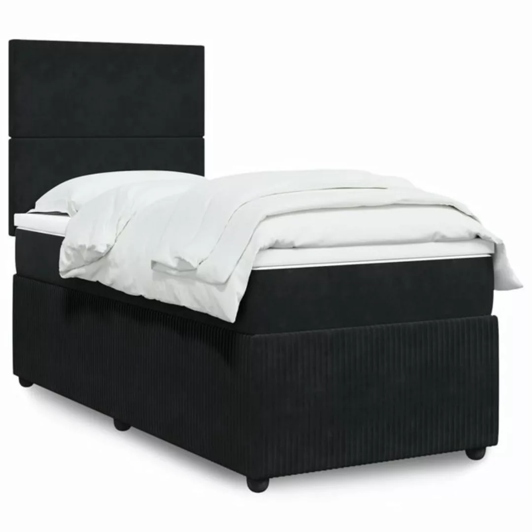 vidaXL Boxspringbett, Boxspringbett mit Matratze Schwarz 90x190 cm Samt günstig online kaufen