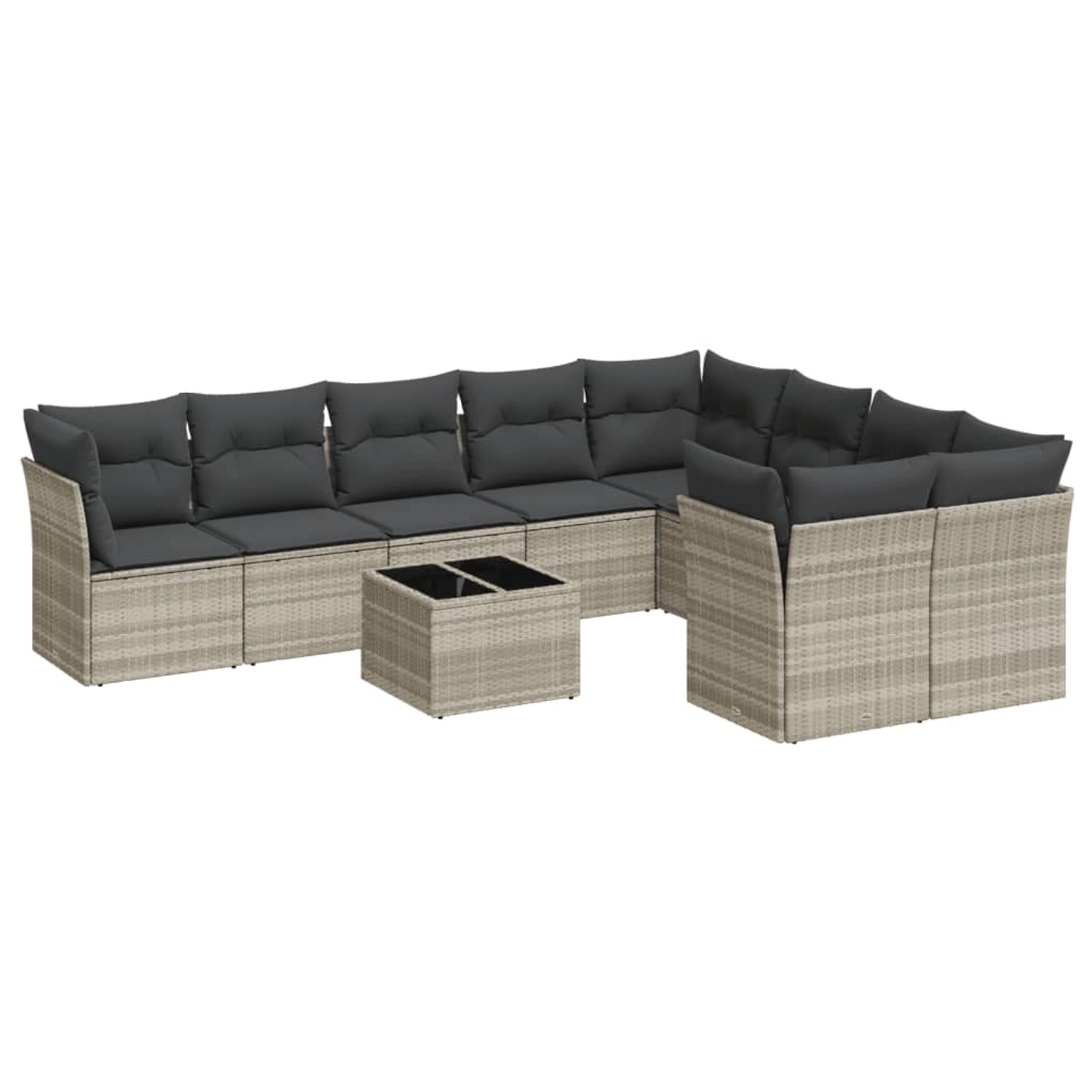 vidaXL 10-Tlg Garten-Sofagarnitur mit Kissen Hellgrau Poly Rattan 3250021 günstig online kaufen