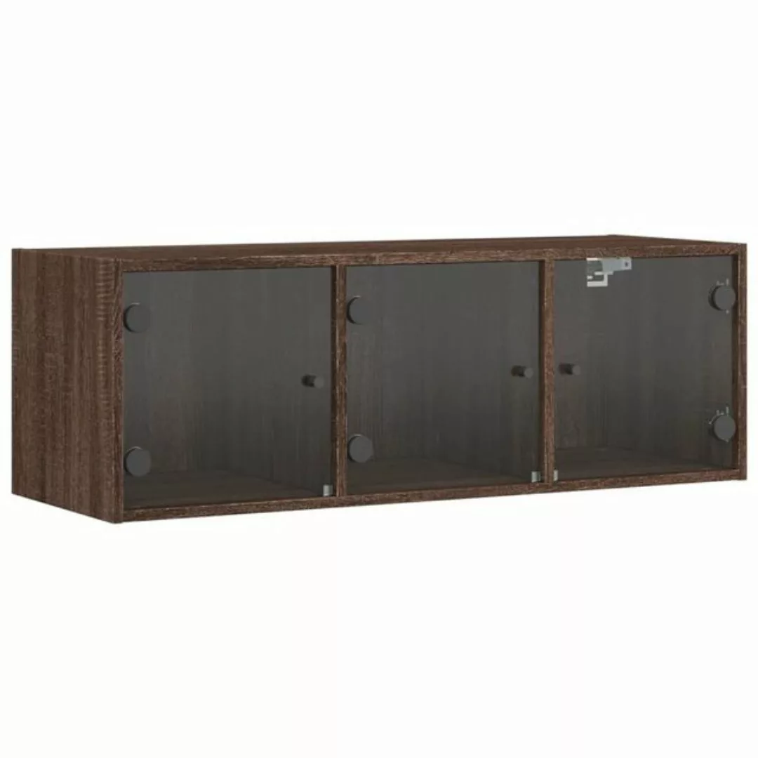 vidaXL Fächerschrank Wandschrank mit Glastüren Braun Eichen-Optik 102x37x35 günstig online kaufen