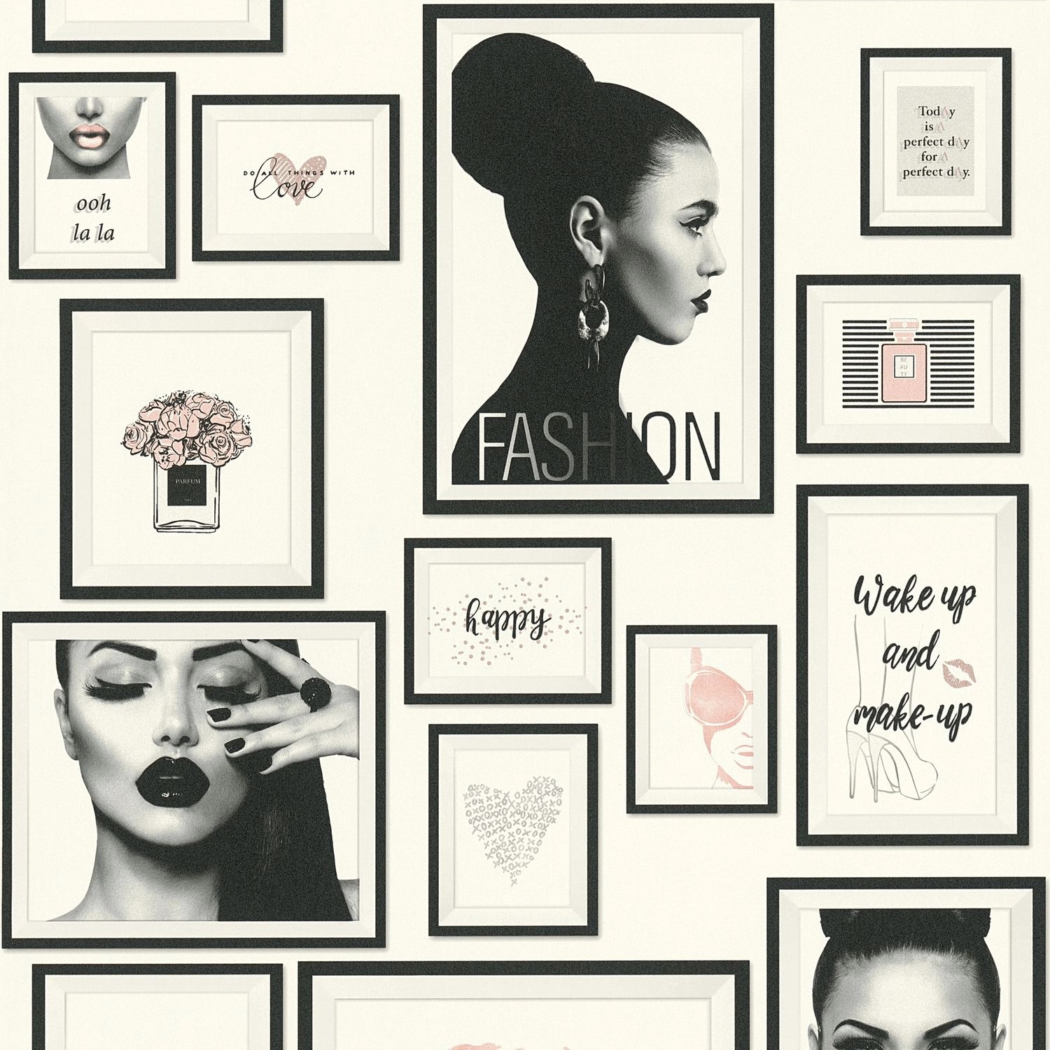 PROFHOME 369181-GU Grafik Tapete Collage Matt Schwarz Weiß Grau 0,53 m x 10 günstig online kaufen
