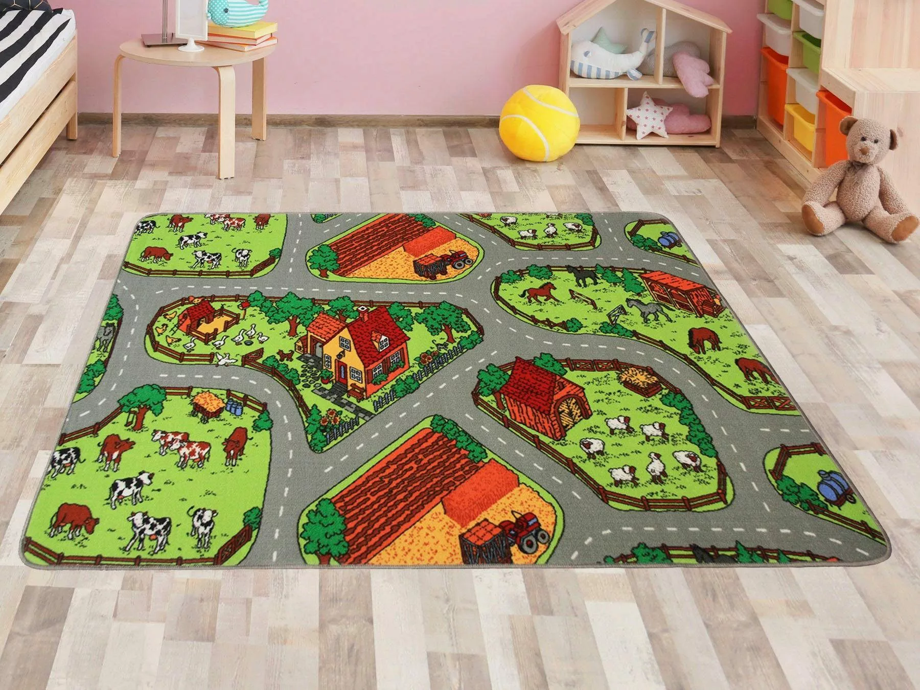Primaflor-Ideen in Textil Kinderteppich »BAUERNHOF«, rechteckig, Straßen-Sp günstig online kaufen