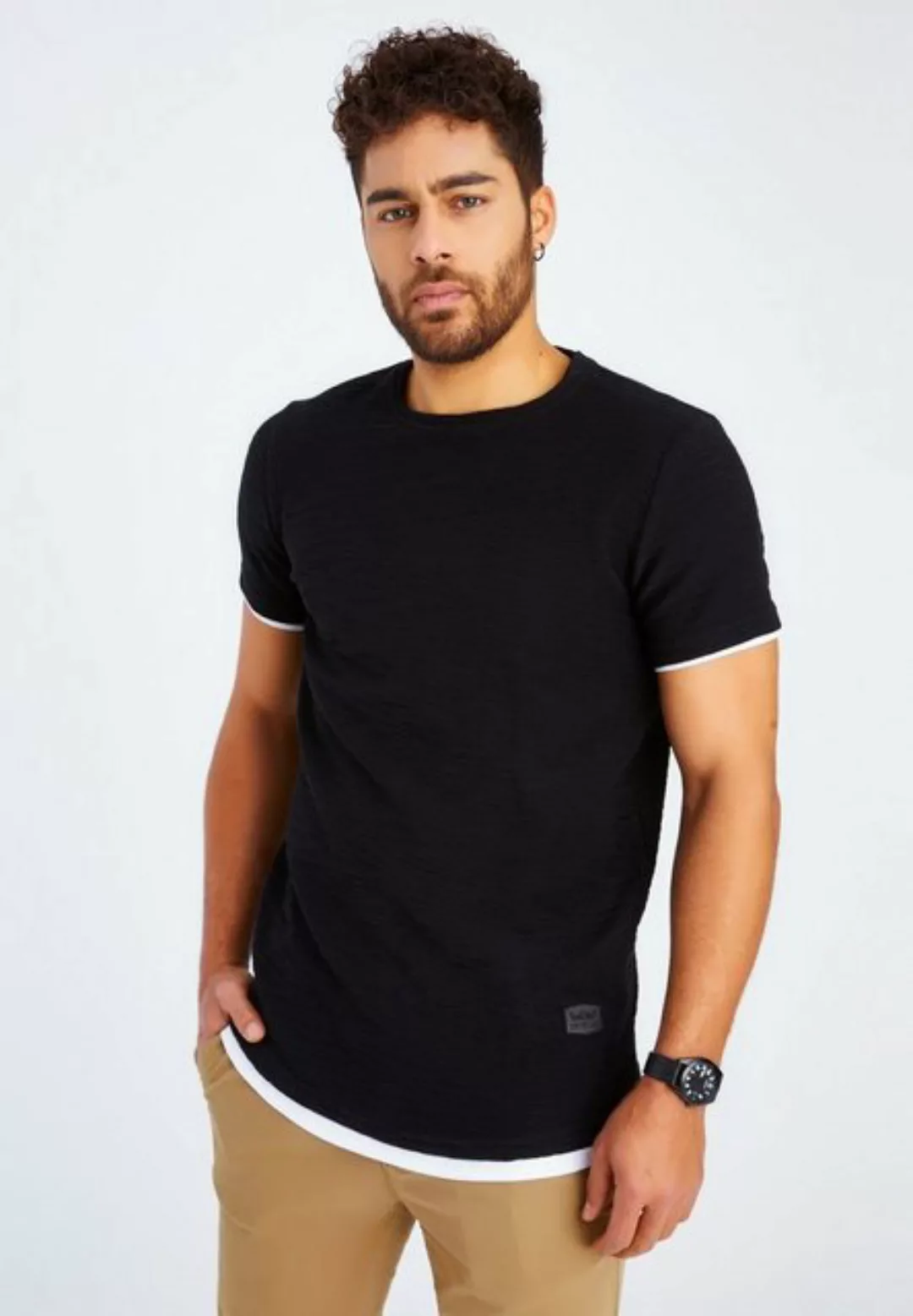 Leif Nelson T-Shirt Kurzarmshirt mit Rundhalskragen günstig online kaufen