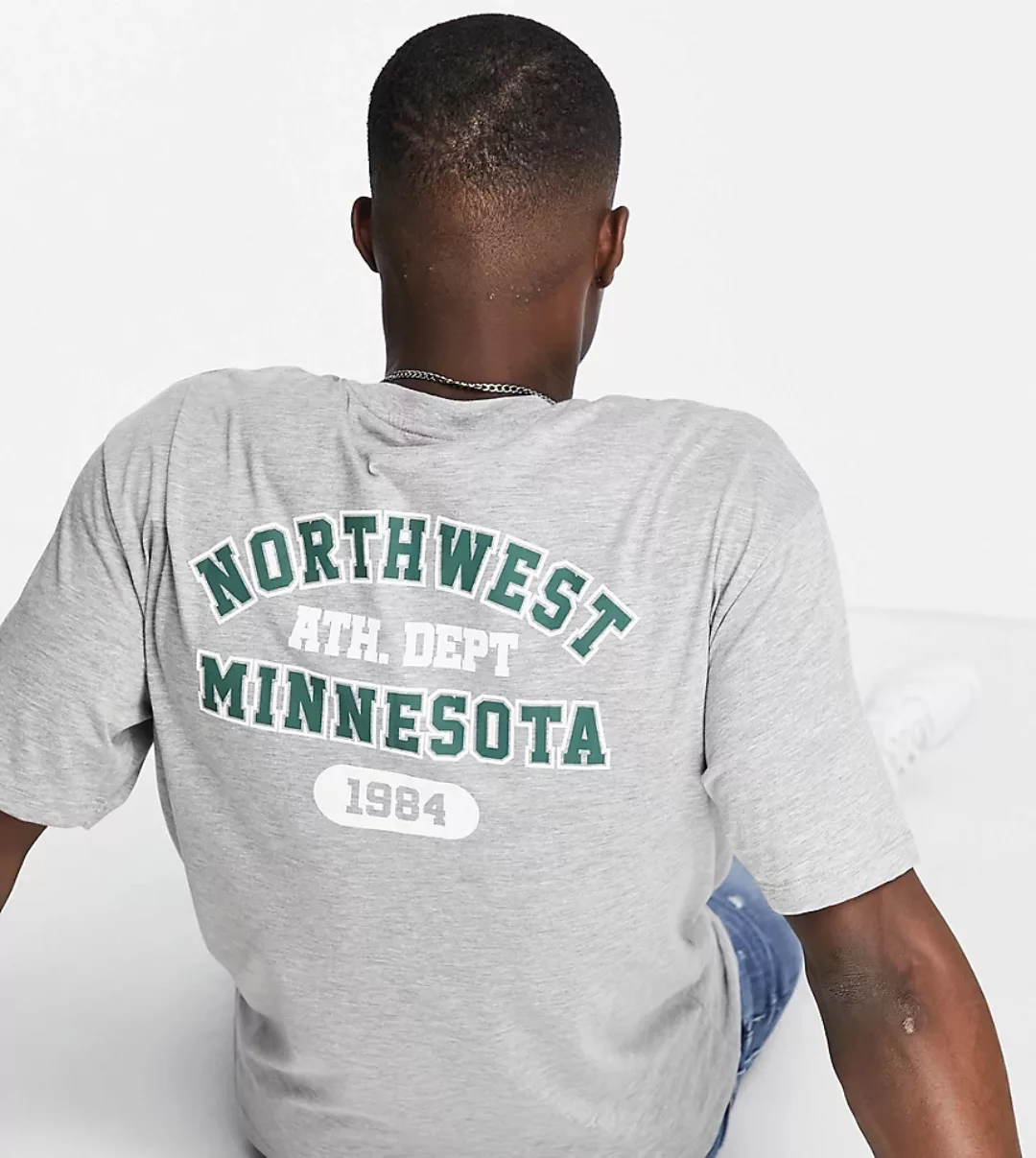 Only & Sons – Oversize-T-Shirt in Kalkgrau mit „Minnesota“-Print hinten, ex günstig online kaufen