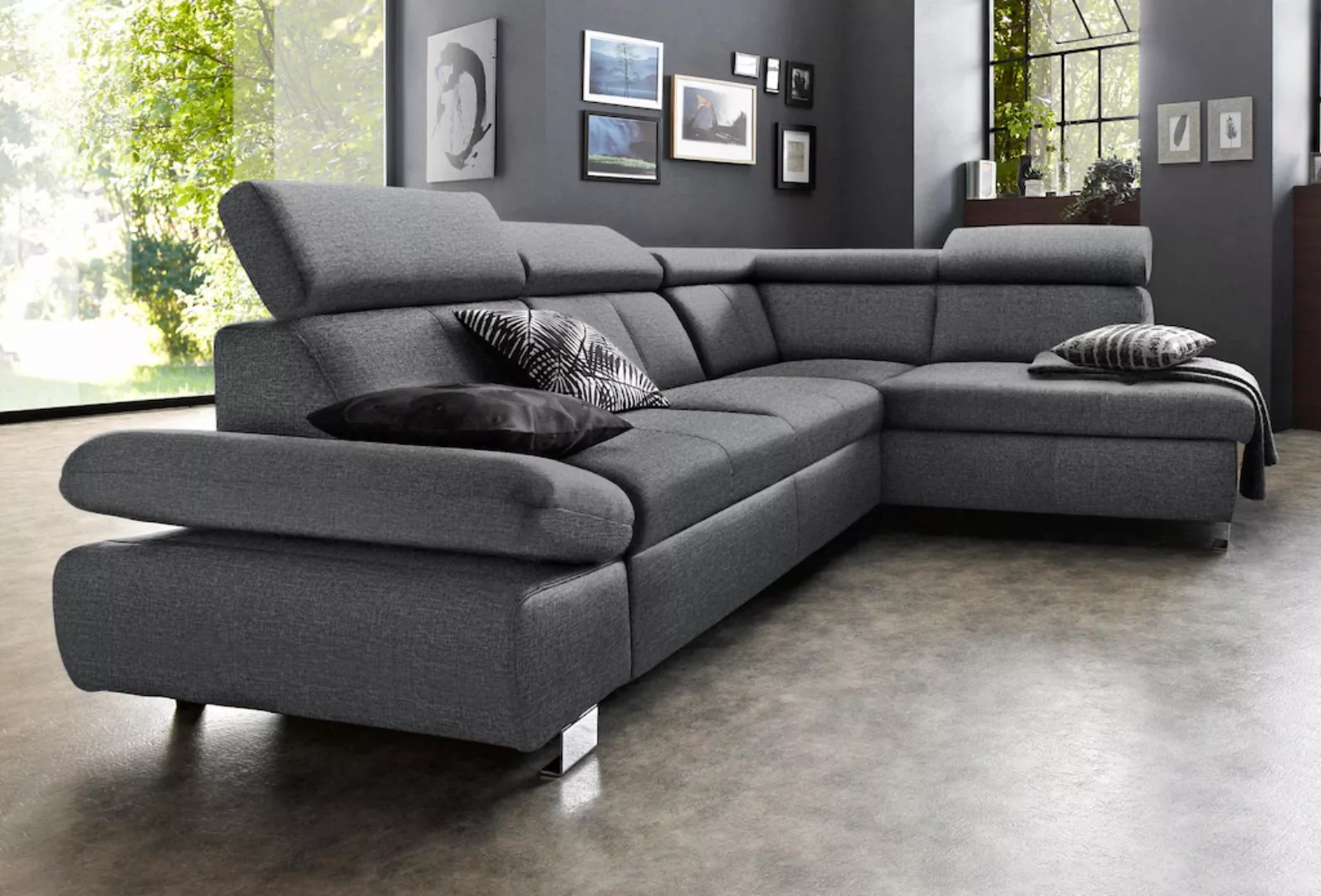 exxpo - sofa fashion Ecksofa »Happy, inkl. Kopf- und Armteilverstellung, L- günstig online kaufen