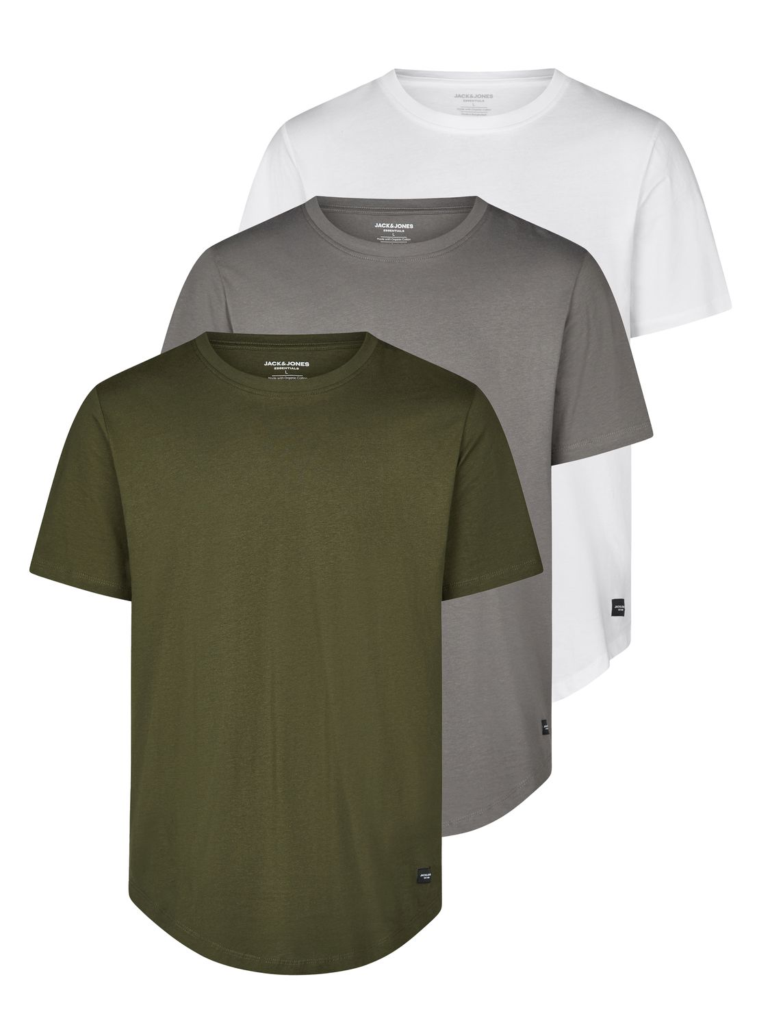 Jack & Jones Tshirt Herren lang geschnitten Set 100% Baumwolle Regular Fit günstig online kaufen