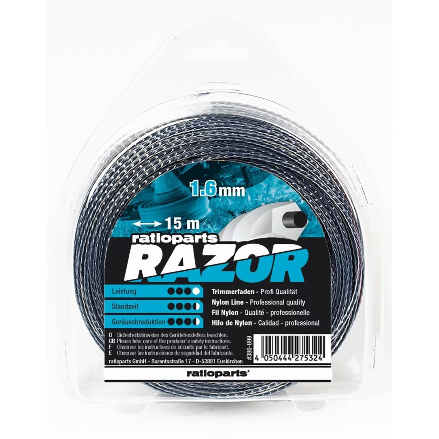 Ratioparts-Ersatzteile Razor Nylonfaden 5-Kant Ø 1,6 mm x 15 m günstig online kaufen