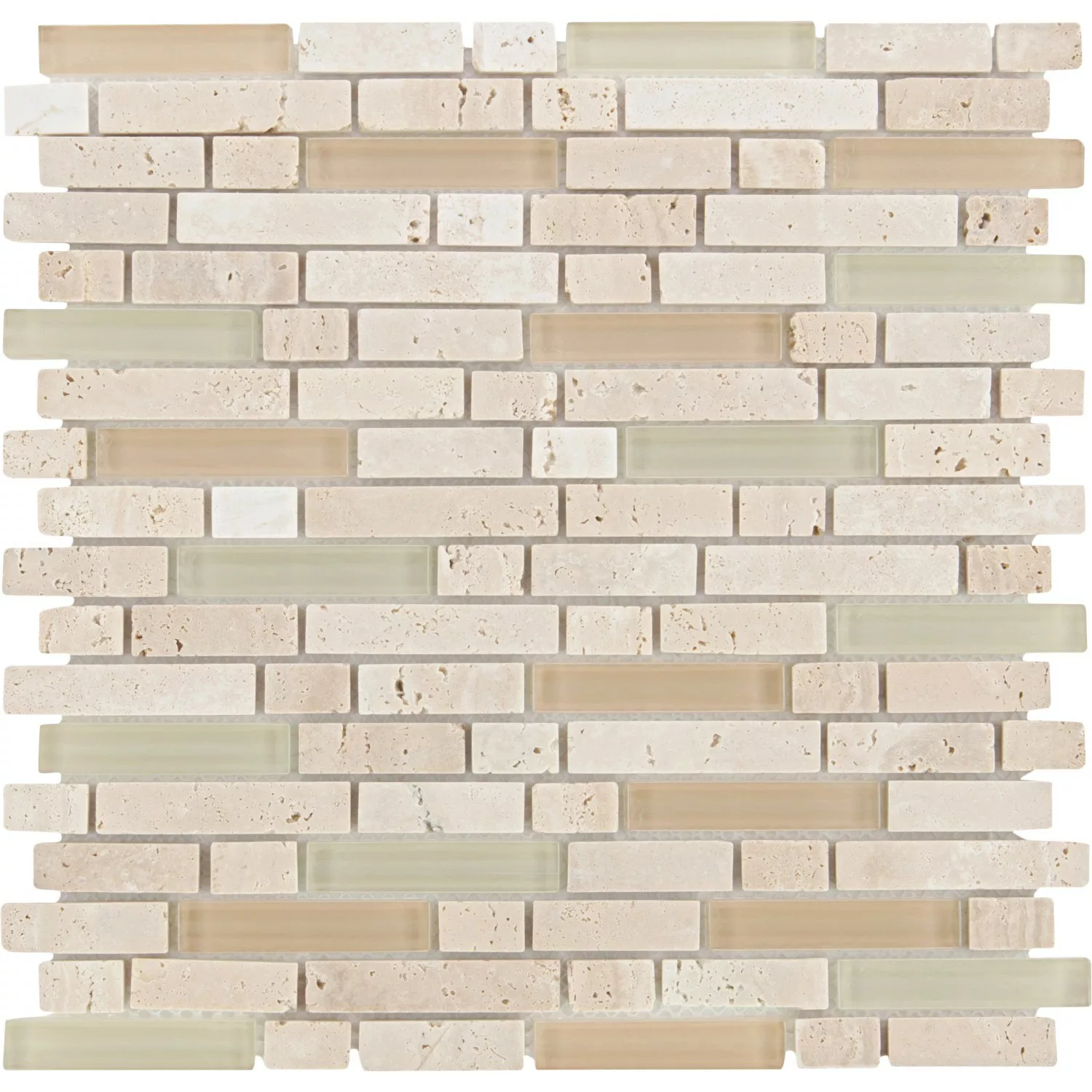 Mosaikmatte Glas & Stein Combi Cream Line 29,8 cm x 30,4 cm günstig online kaufen