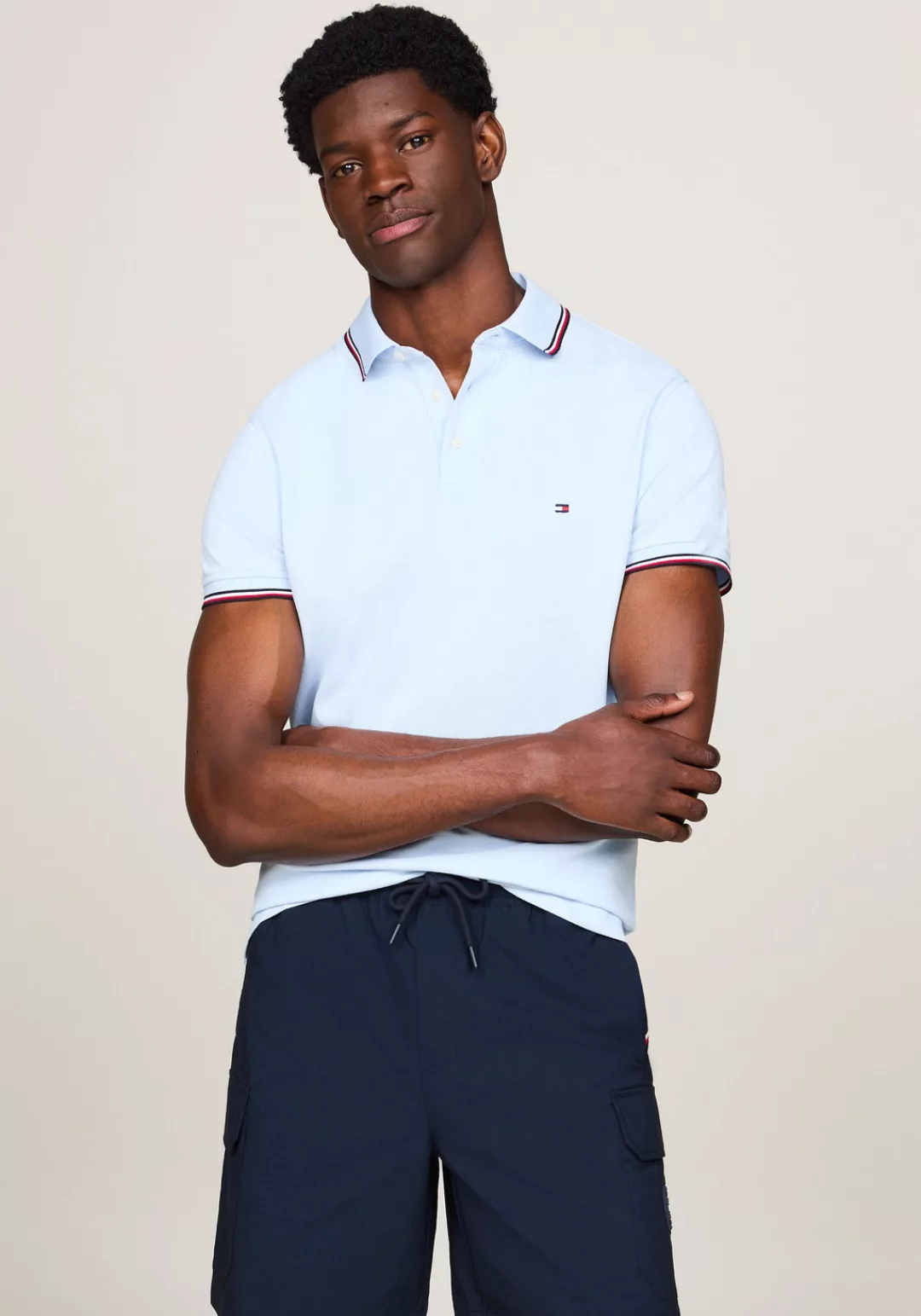 Tommy Hilfiger Poloshirt "1985 RWB TIPPED SLIM POLO", mit TH-Farben an Ärme günstig online kaufen