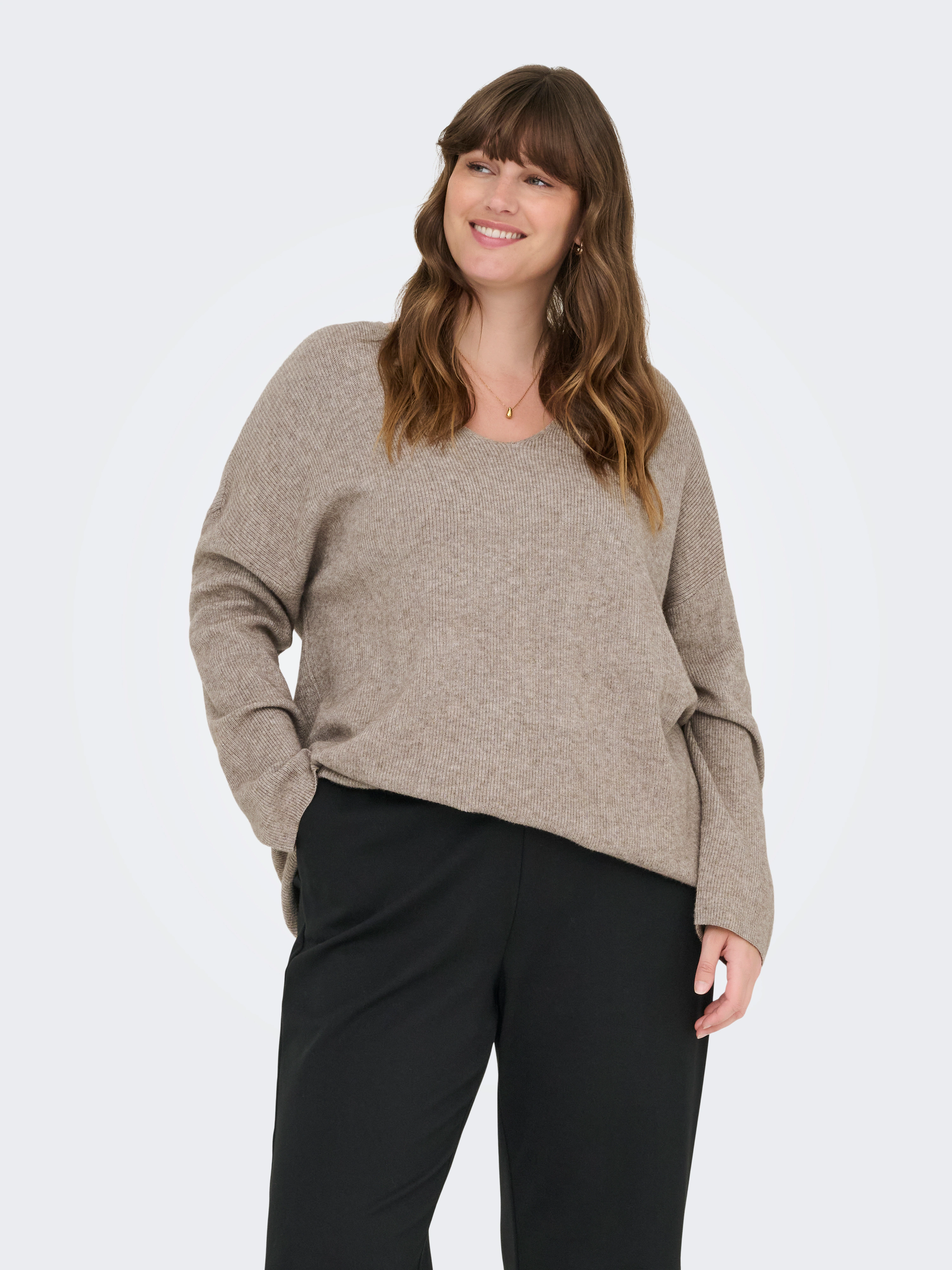 ONLY CARMAKOMA V-Ausschnitt-Pullover "CARIBI LS RIB LOOSE V-NECK CC KNT" günstig online kaufen