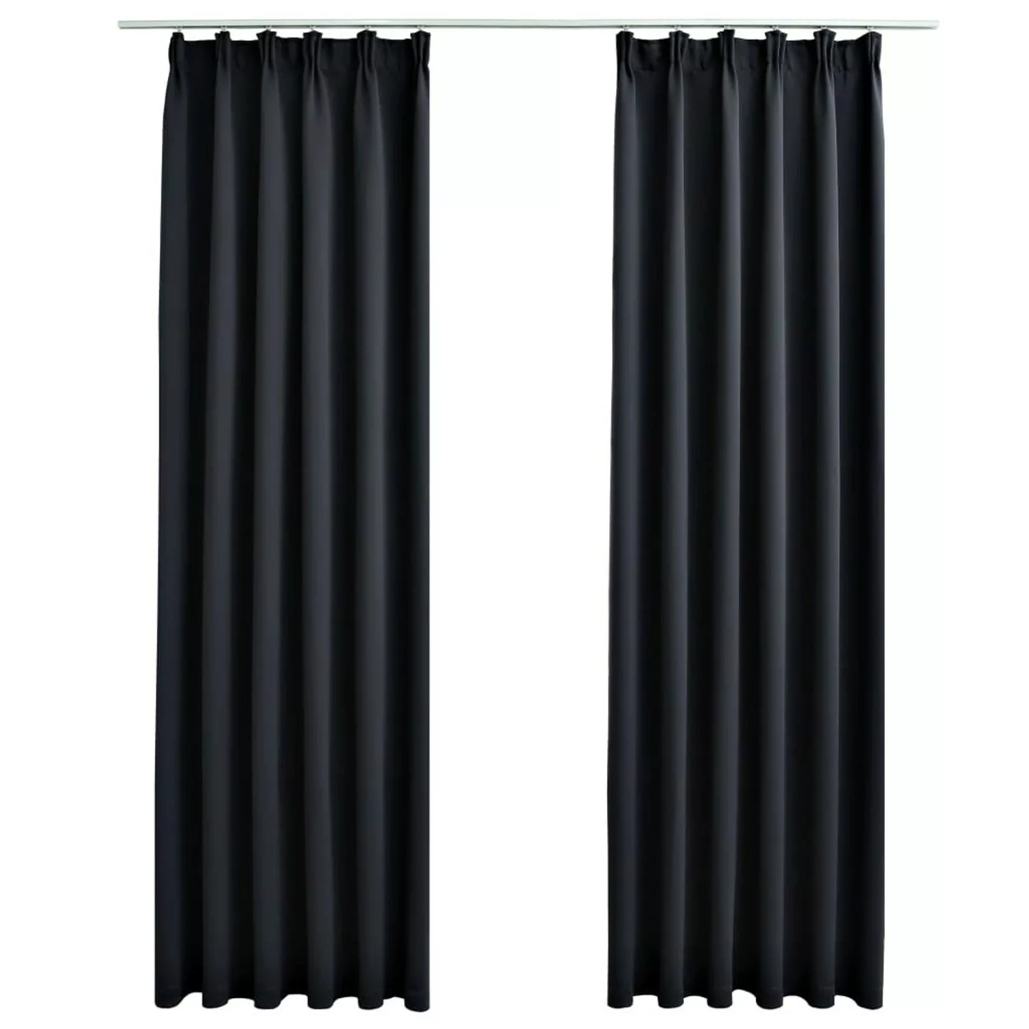 vidaXL Verdunkelungsvorhänge mit Haken 2 Stk Schwarz 140x175cm günstig online kaufen