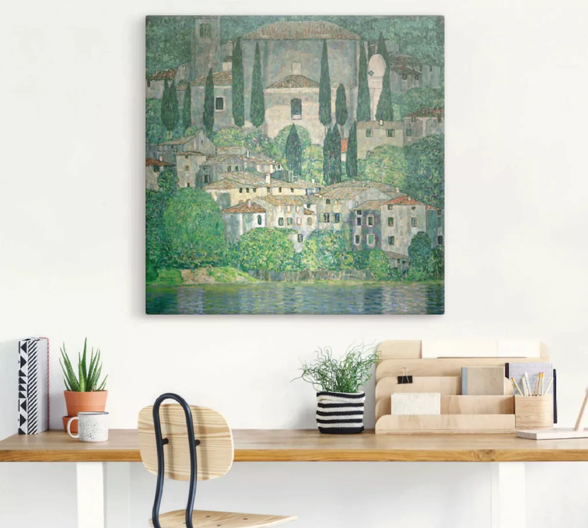 Artland Leinwandbild "Kirche in Cassone (Landschaft mit Zypres", Europa, (1 günstig online kaufen