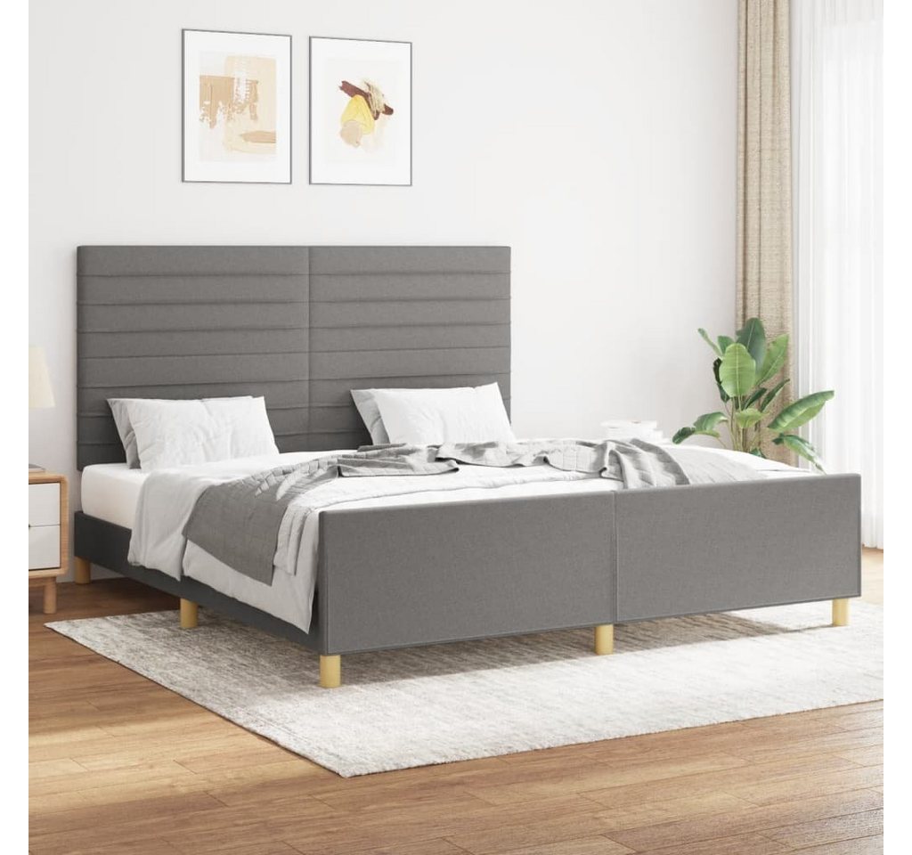 furnicato Bett Bettgestell mit Kopfteil Dunkelgrau 160x200 cm Stoff günstig online kaufen