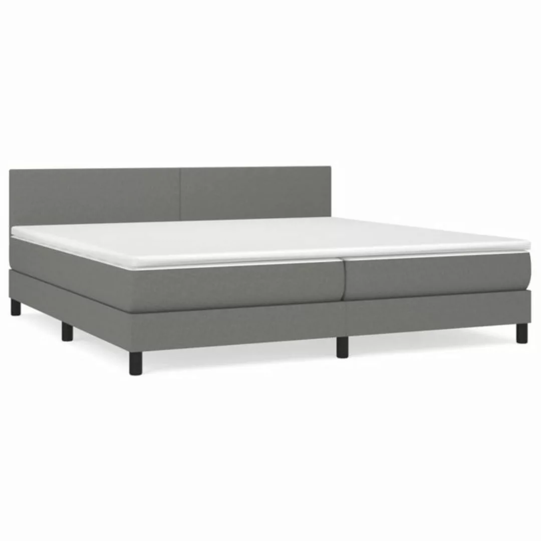 furnicato Bettgestell Boxspringbett mit Matratze Dunkelgrau 200x200 cm Stof günstig online kaufen