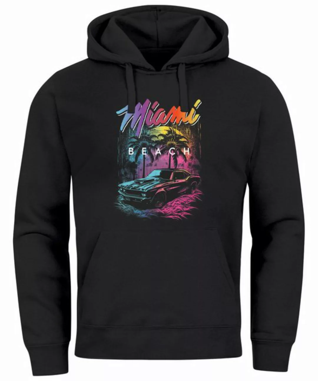 Neverless Hoodie Hoodie Herren Miami Beach USA Oldtimer Car Palmen Print Fa günstig online kaufen