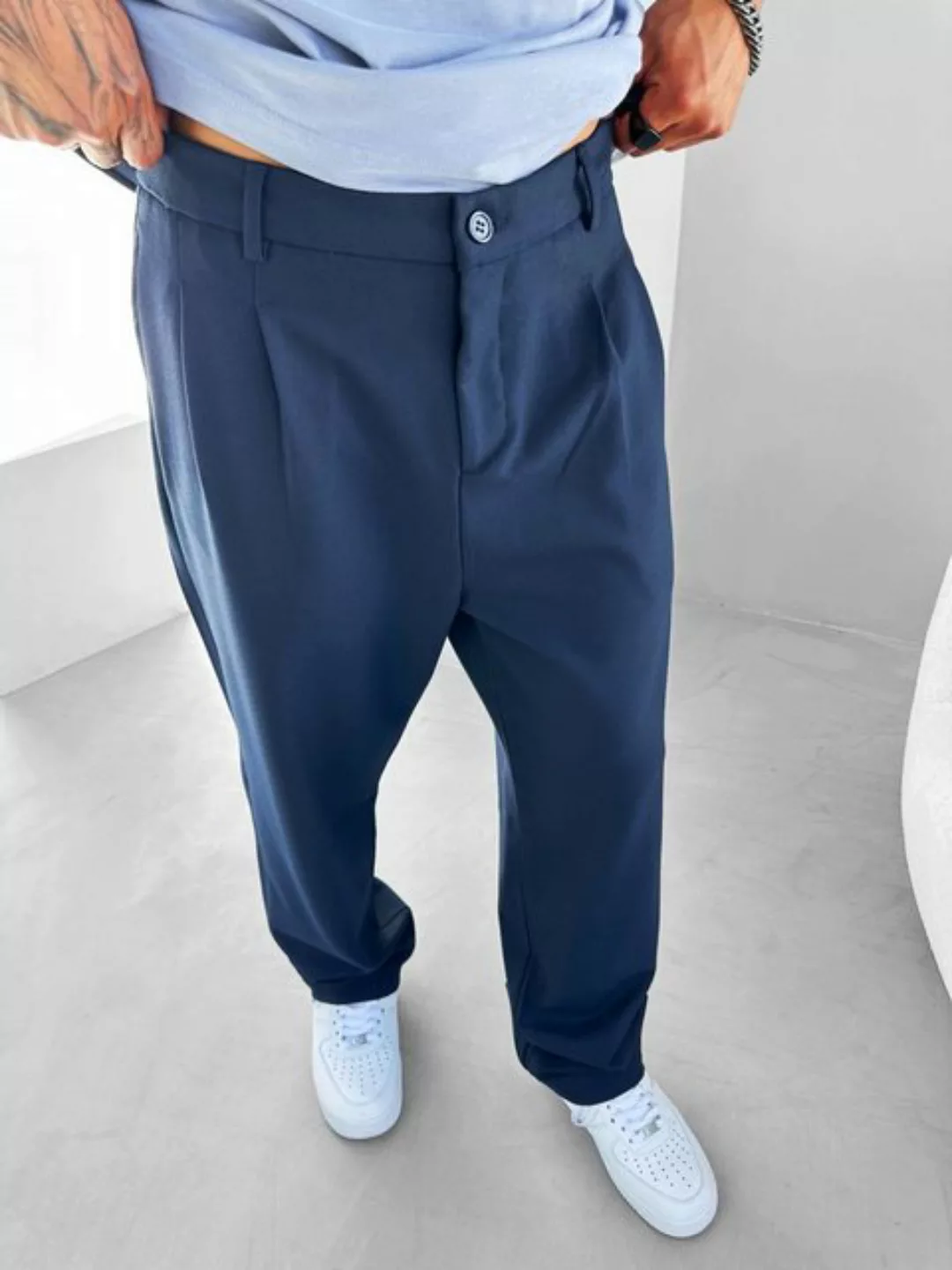 Abluka Chinohose Stilvolle Bundfaltenhose im Baggy-Design Pleated Trousers günstig online kaufen