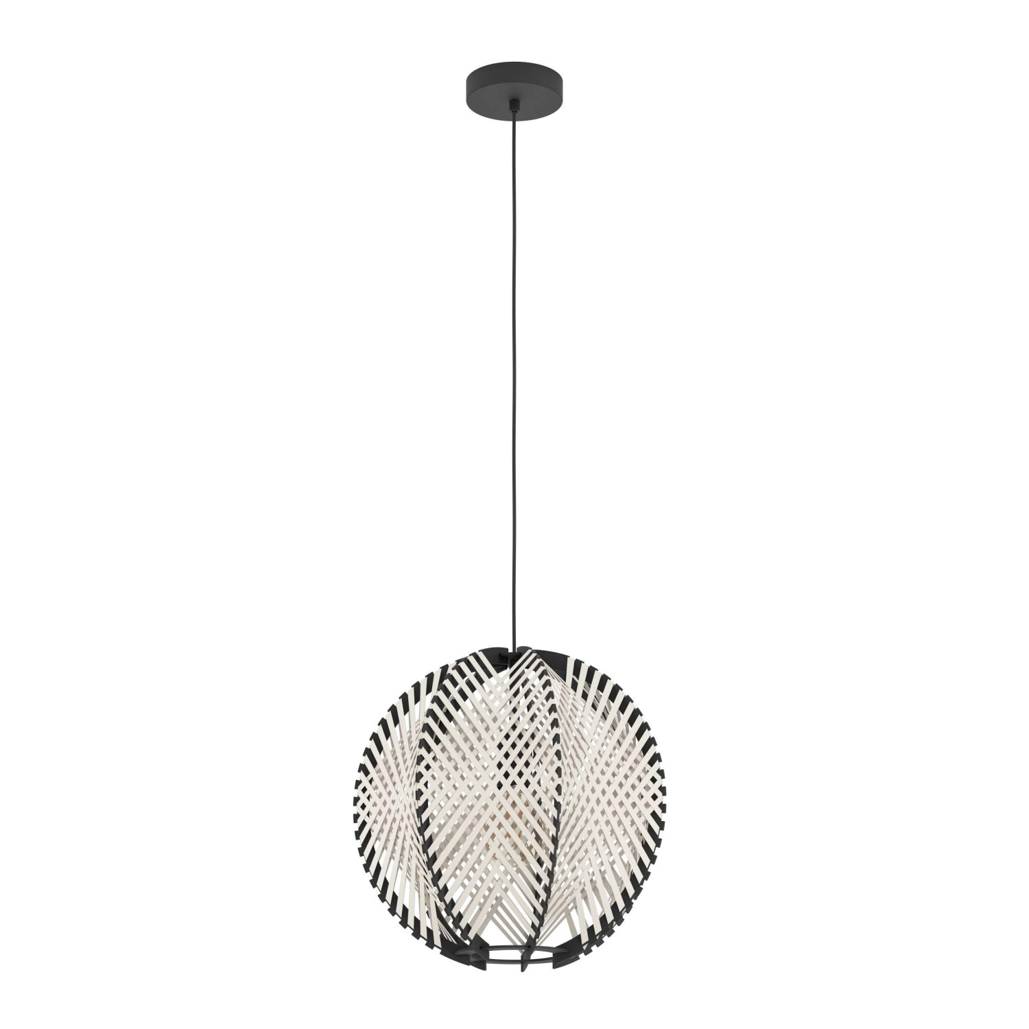 Eglo Pendelleuchte Waverton 1-flammig Schwarz-Weiß Ø 40 cm günstig online kaufen
