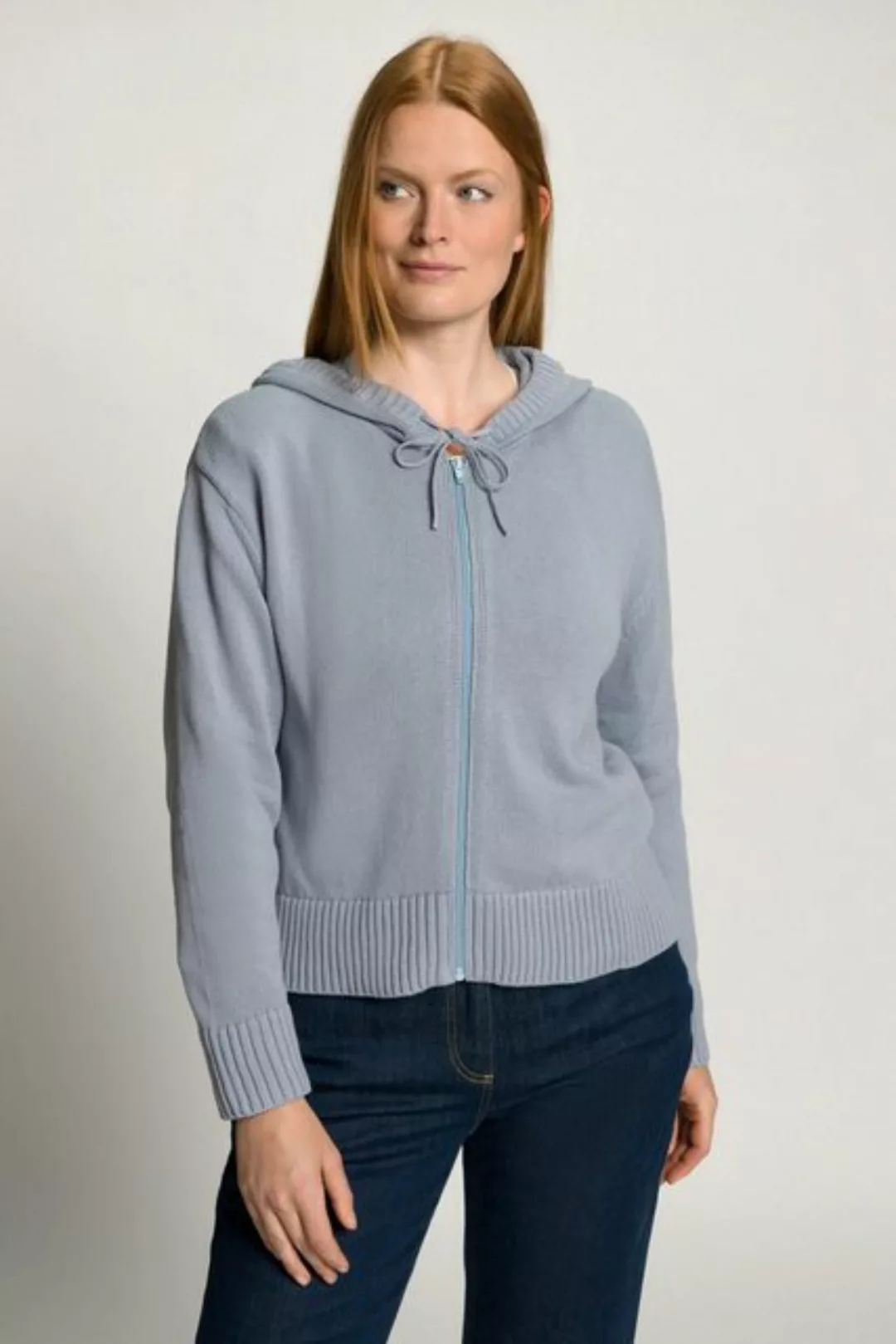 Ulla Popken Strickjacke Strickjacke kurzer Boxy-Schnitt Kapuze günstig online kaufen