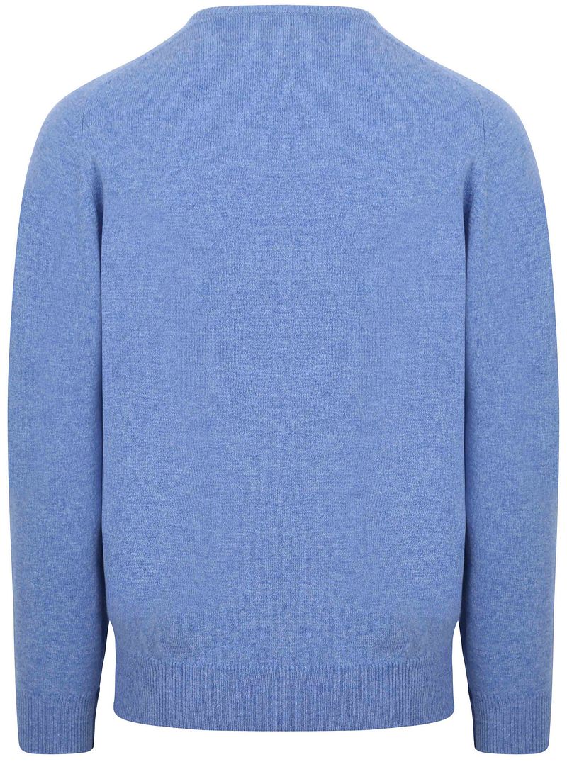 William Lockie V-Auschnitt Pullover Lammwolle Surf Mid Blue - Größe L günstig online kaufen