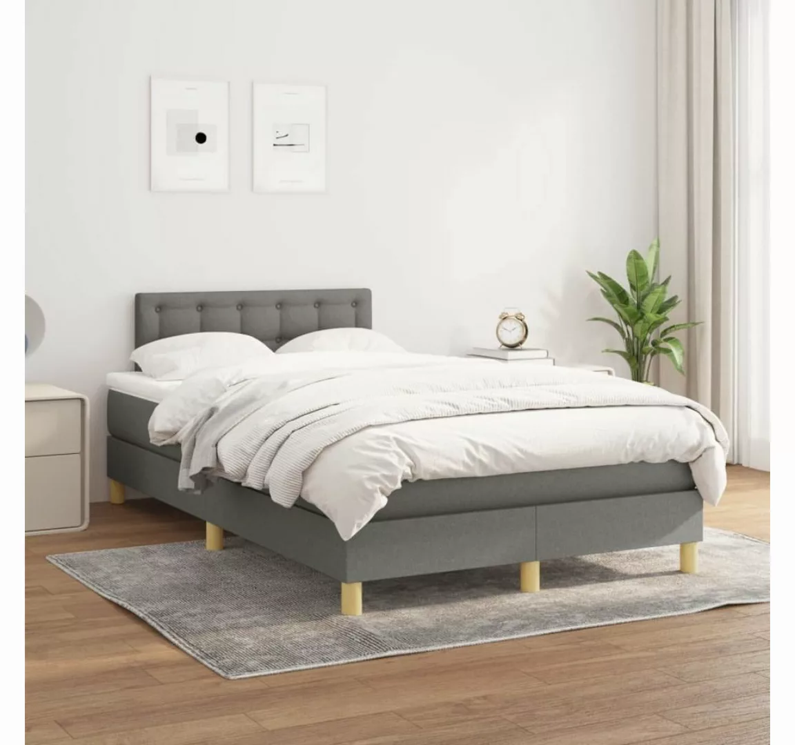 furnicato Bett Boxspringbett mit Matratze Dunkelgrau 120x200 cm Stoff günstig online kaufen