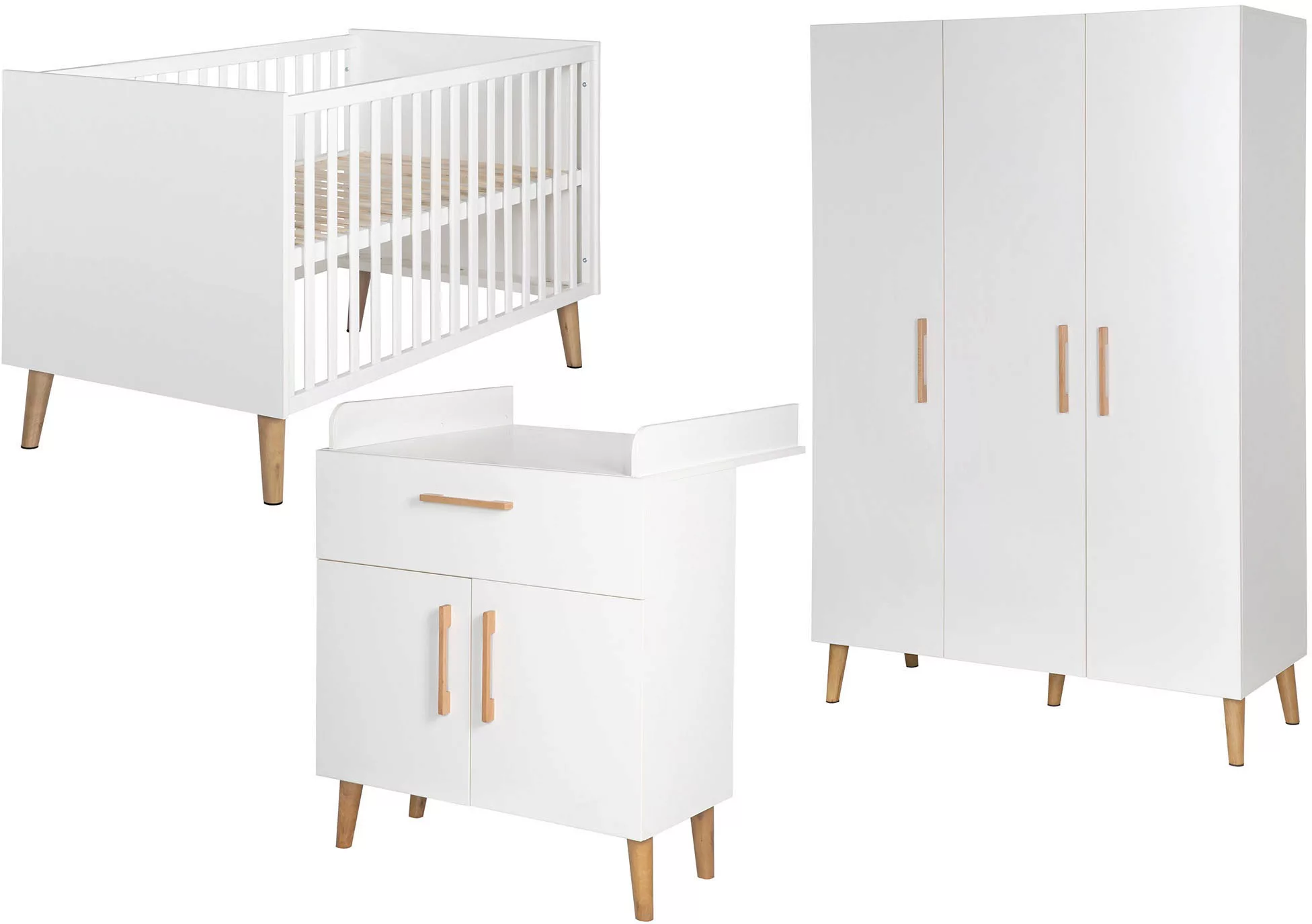 roba® Babyzimmer-Komplettset »Mick«, (Set, 3 tlg., Kinderbett, Schrank, Wic günstig online kaufen