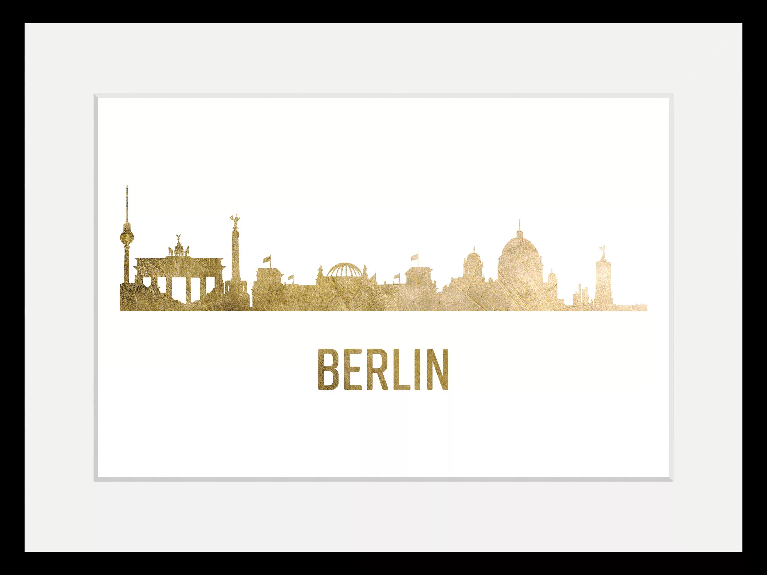 queence Bild »Berlin Skyline GOLD«, Städte-Schriftzug-Deutschland-Stadt-Ber günstig online kaufen
