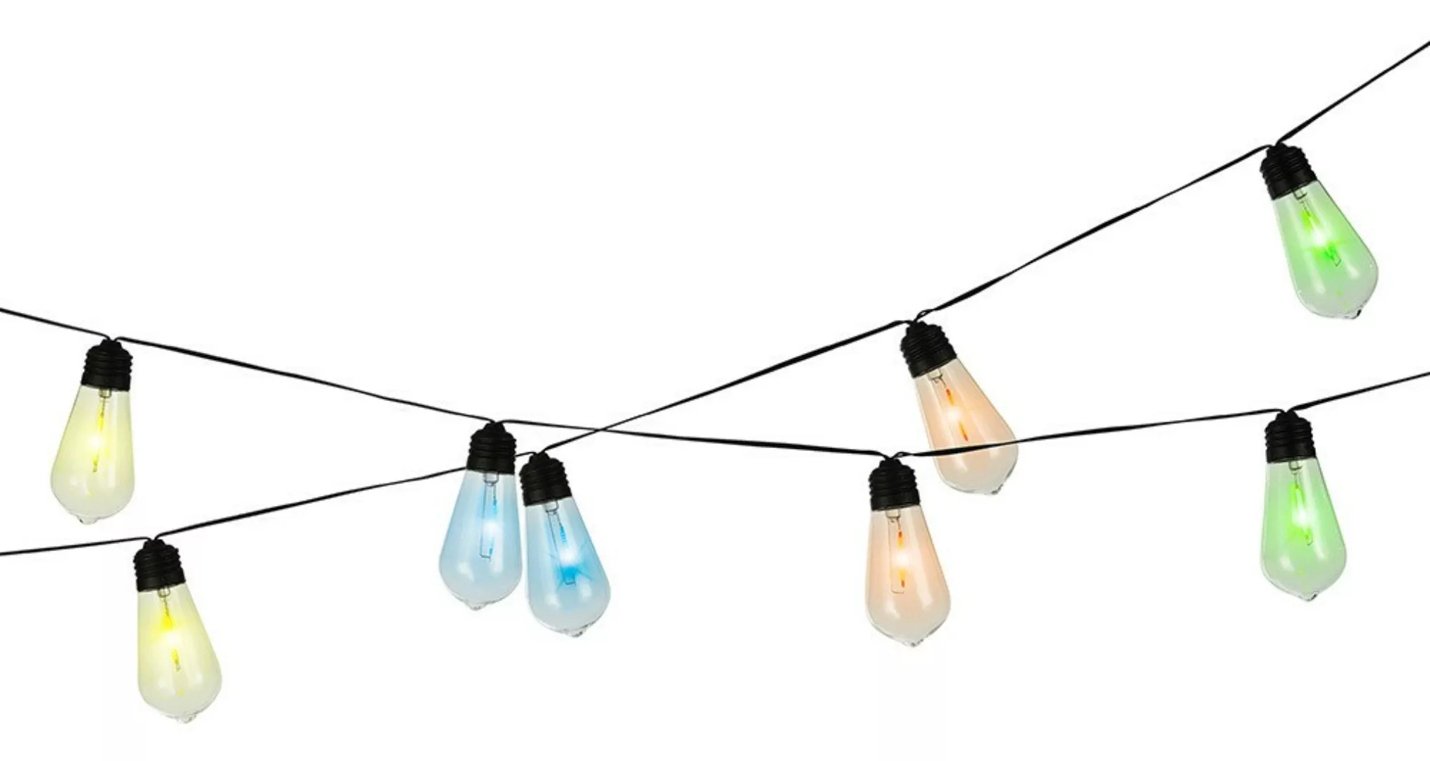 Solar Lichterkette Glühbirne 10 LED Vintage Bunt + Blinkeffekt Garten Party günstig online kaufen