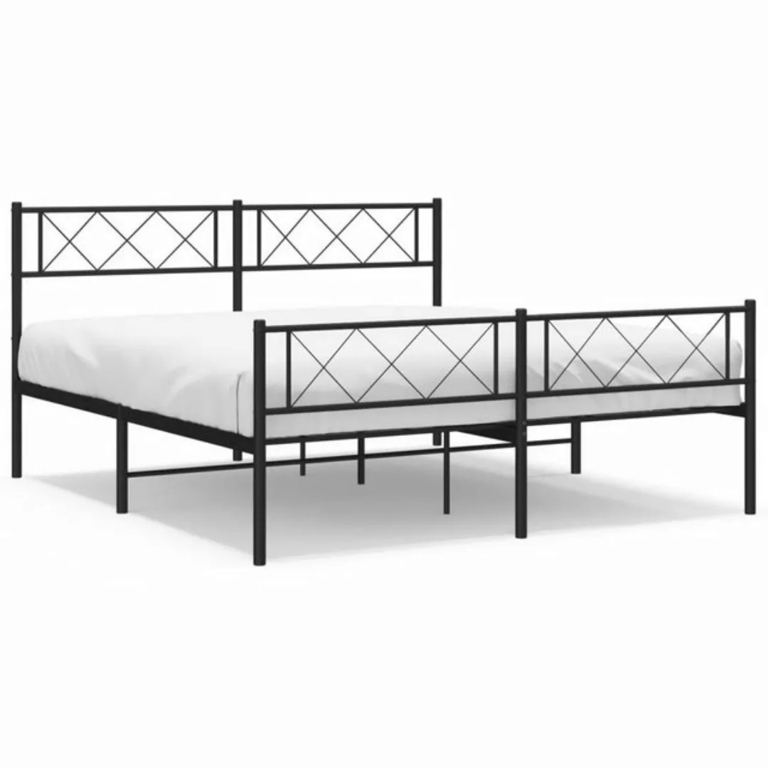 furnicato Bettgestell mit Kopf- und Fußteil Metall Schwarz 120x200 cm (1-tl günstig online kaufen