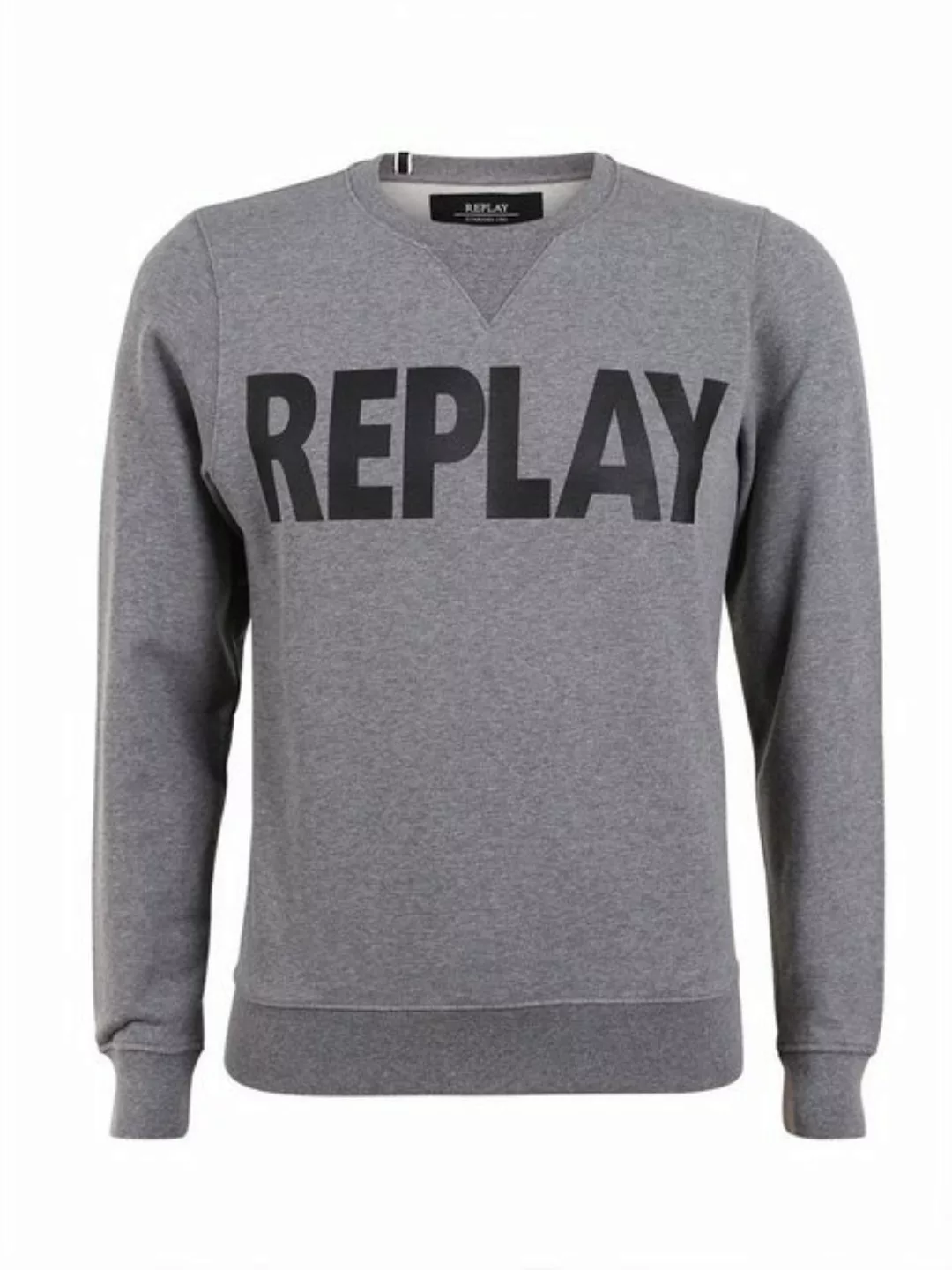 Replay Herren Rundhals-Sweater mit Frontptint günstig online kaufen